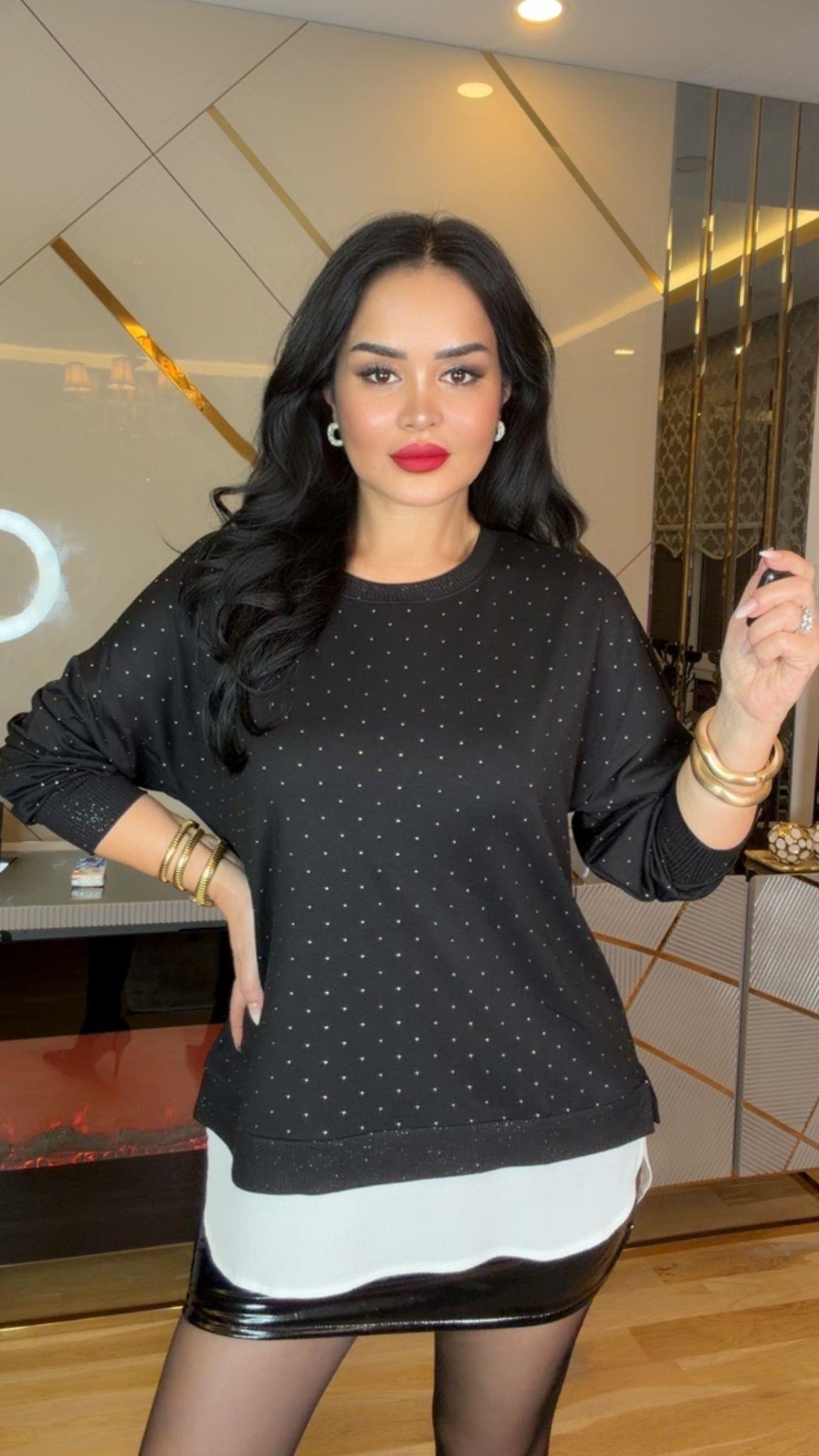 4941  Silver taşlı sweat4941