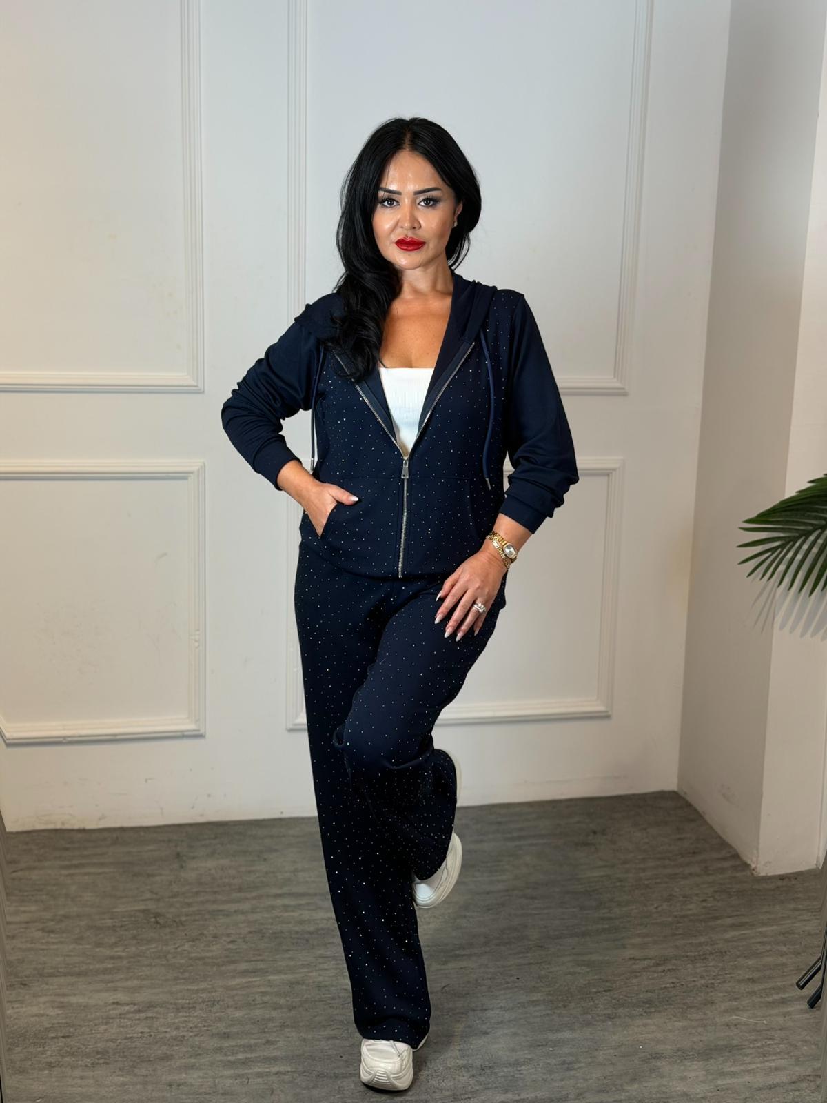 4951 Sofia taşlı lacivert takım4951