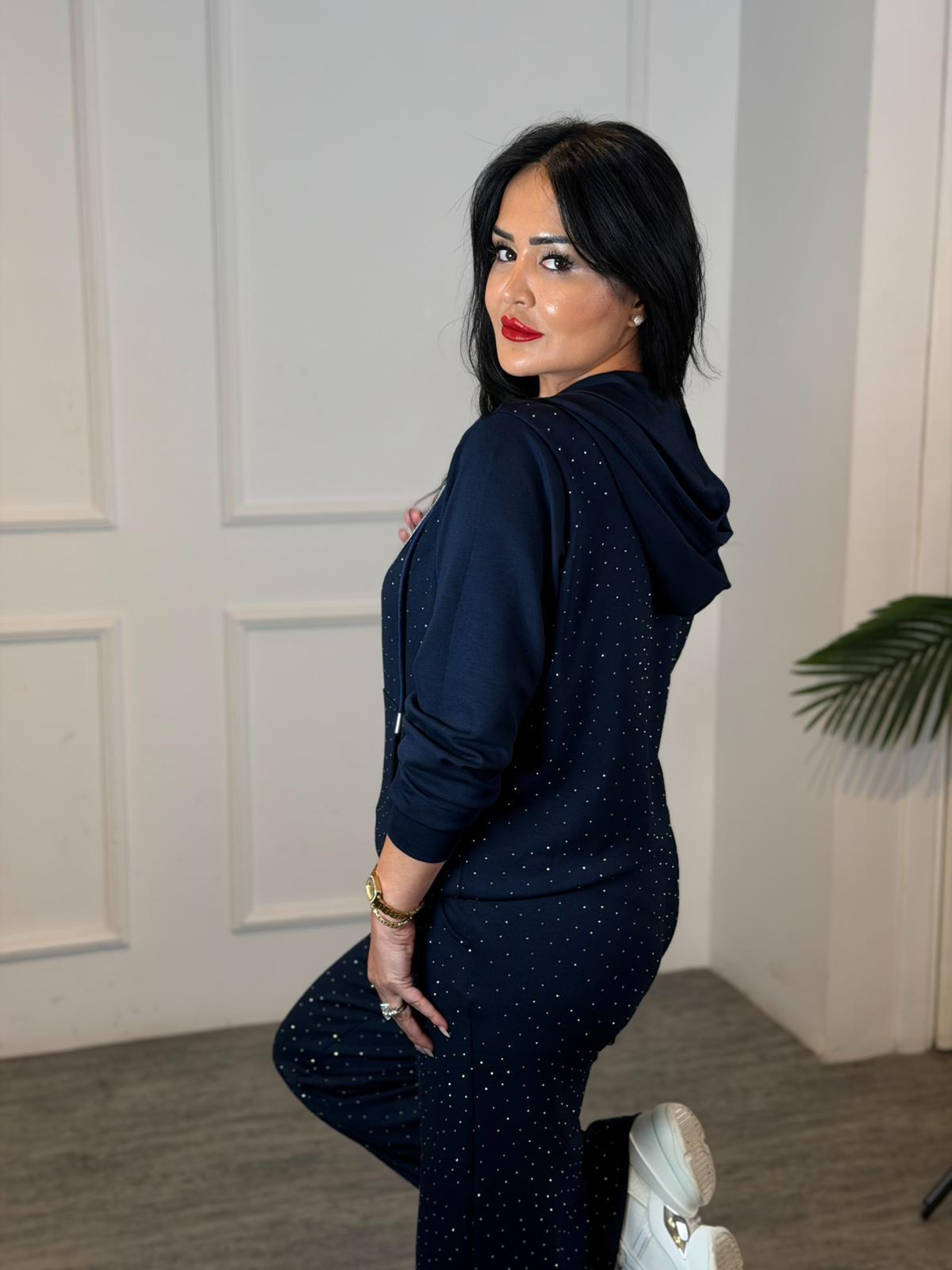 4951 Sofia taşlı lacivert takım4951