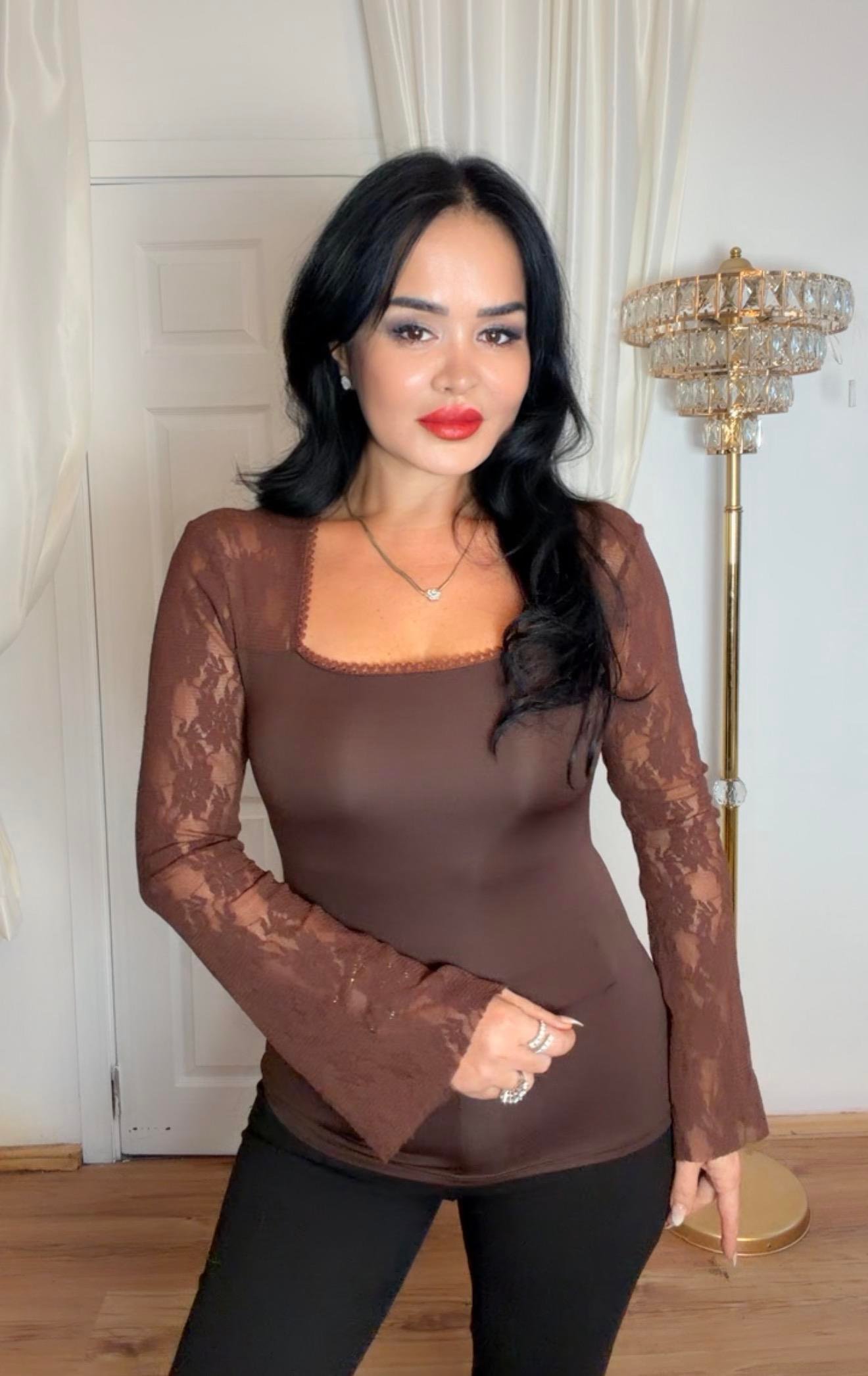 4953 Saden Bluz Kahverengi4953