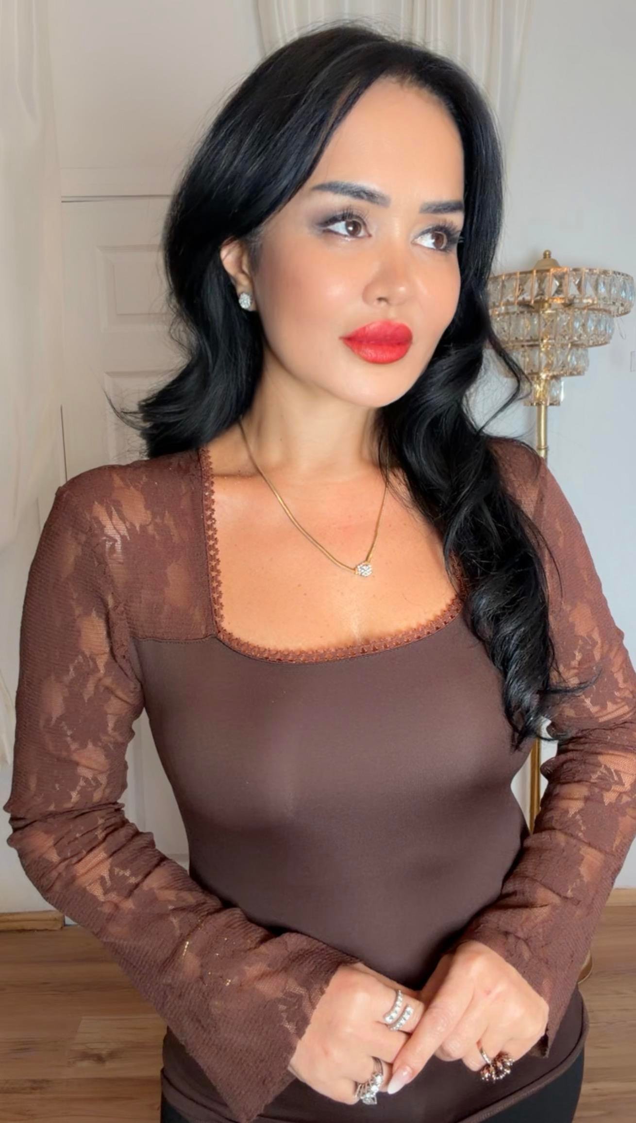 4953 Saden Bluz Kahverengi4953