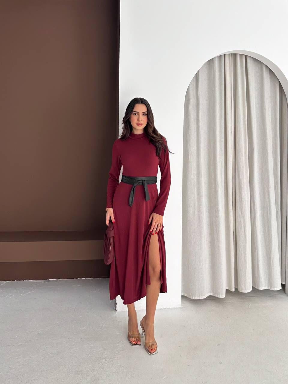 4963 Elian bordo elbise4963