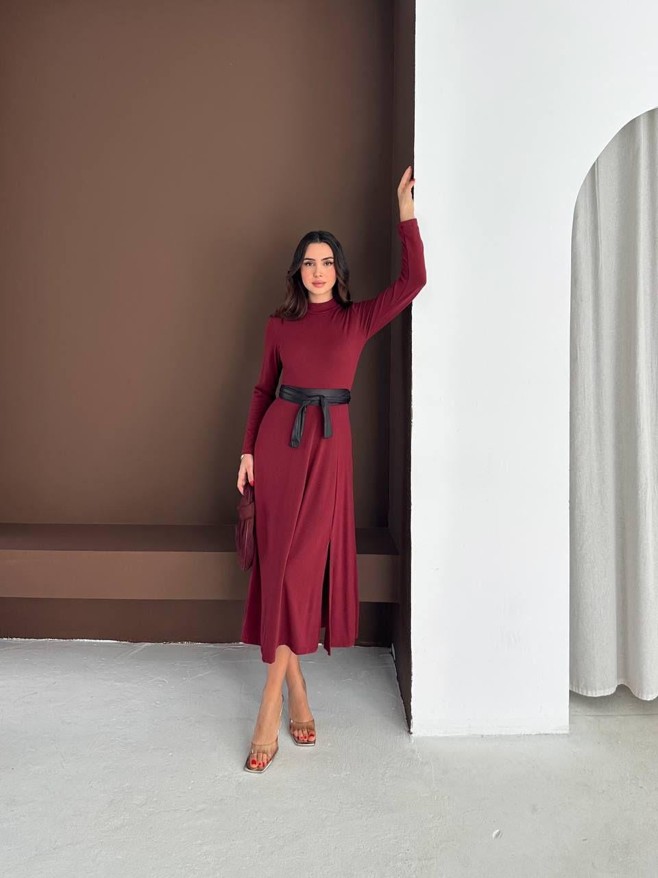 4963 Elian bordo elbise4963