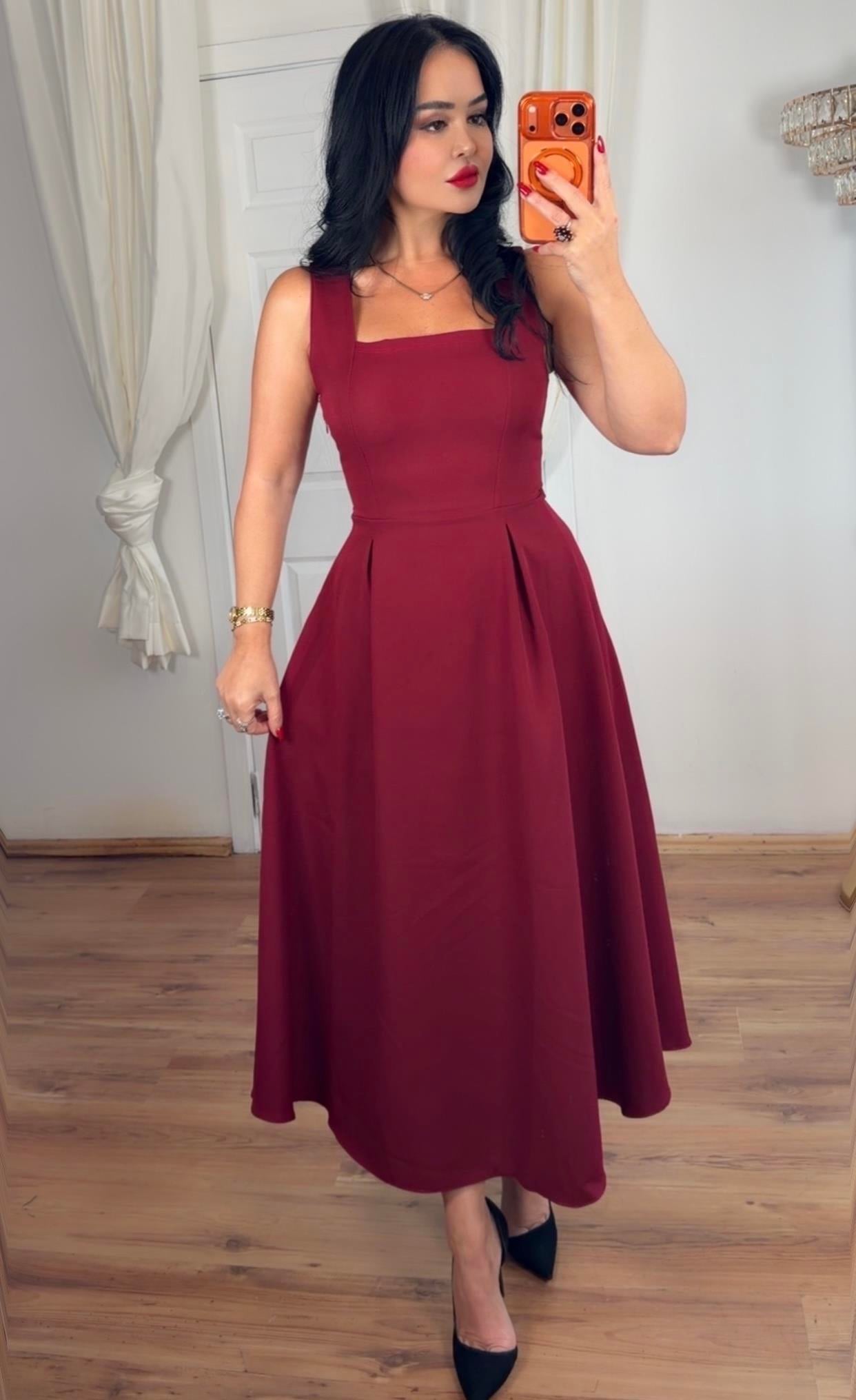 4968 Sonya Bordo Elbise4969