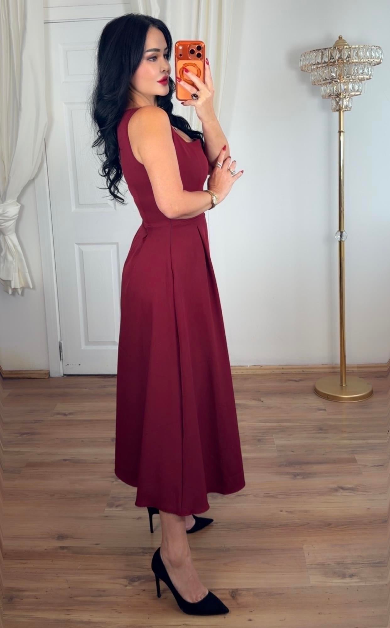 4968 Sonya Bordo Elbise4969