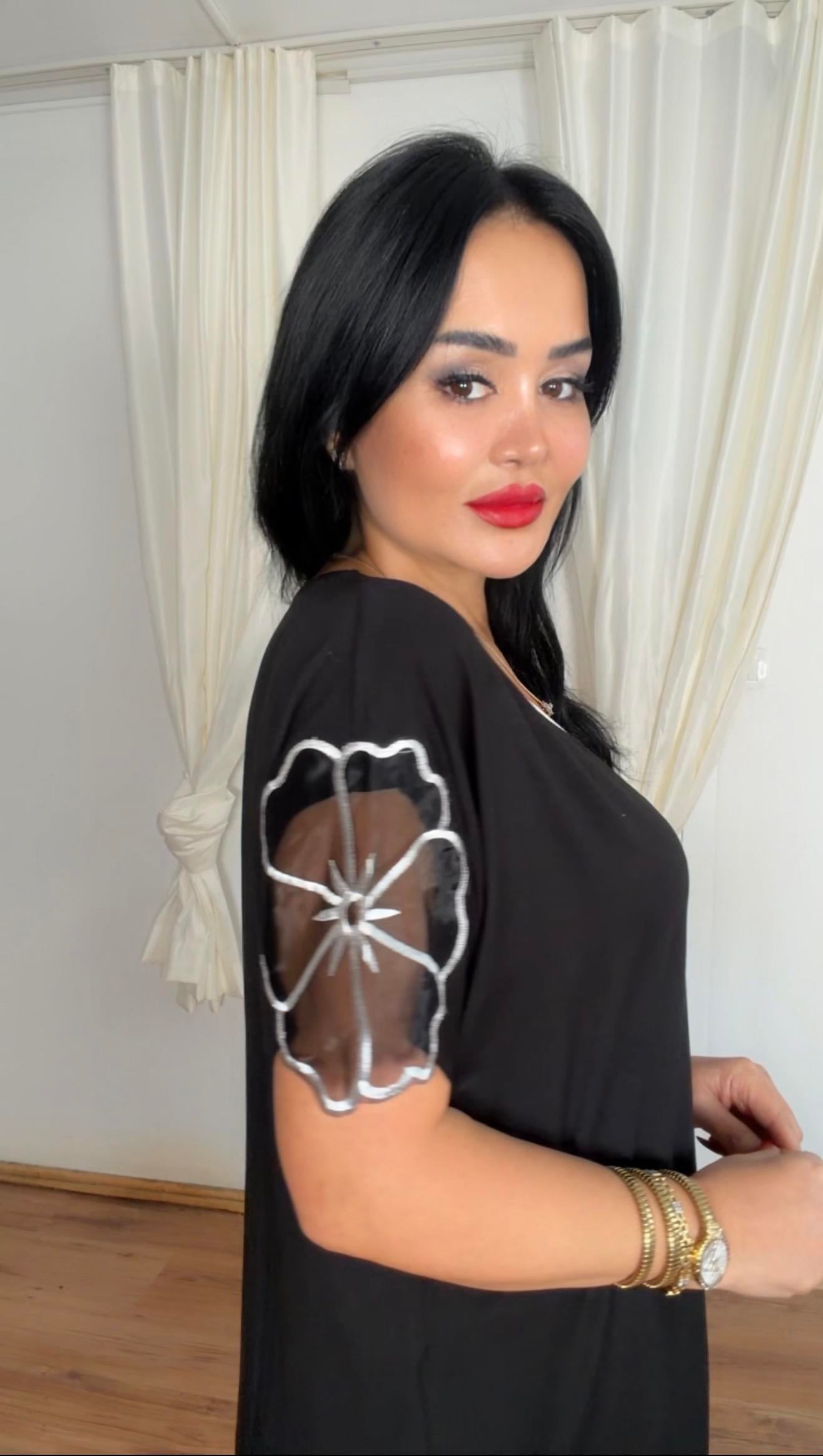 4971 Flower kol detaylı bluz4971
