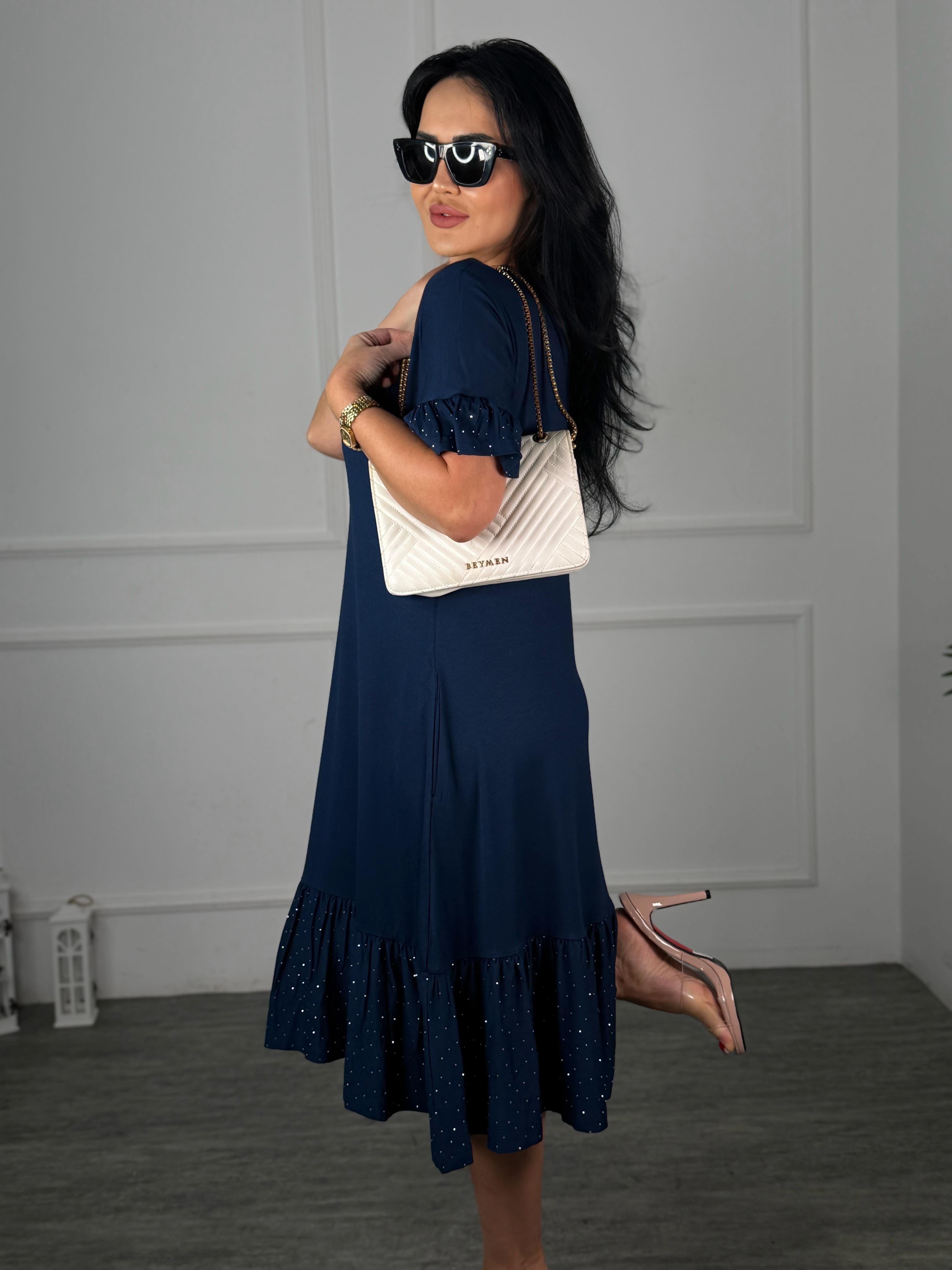 4984 Dimples lacivert elbise4984