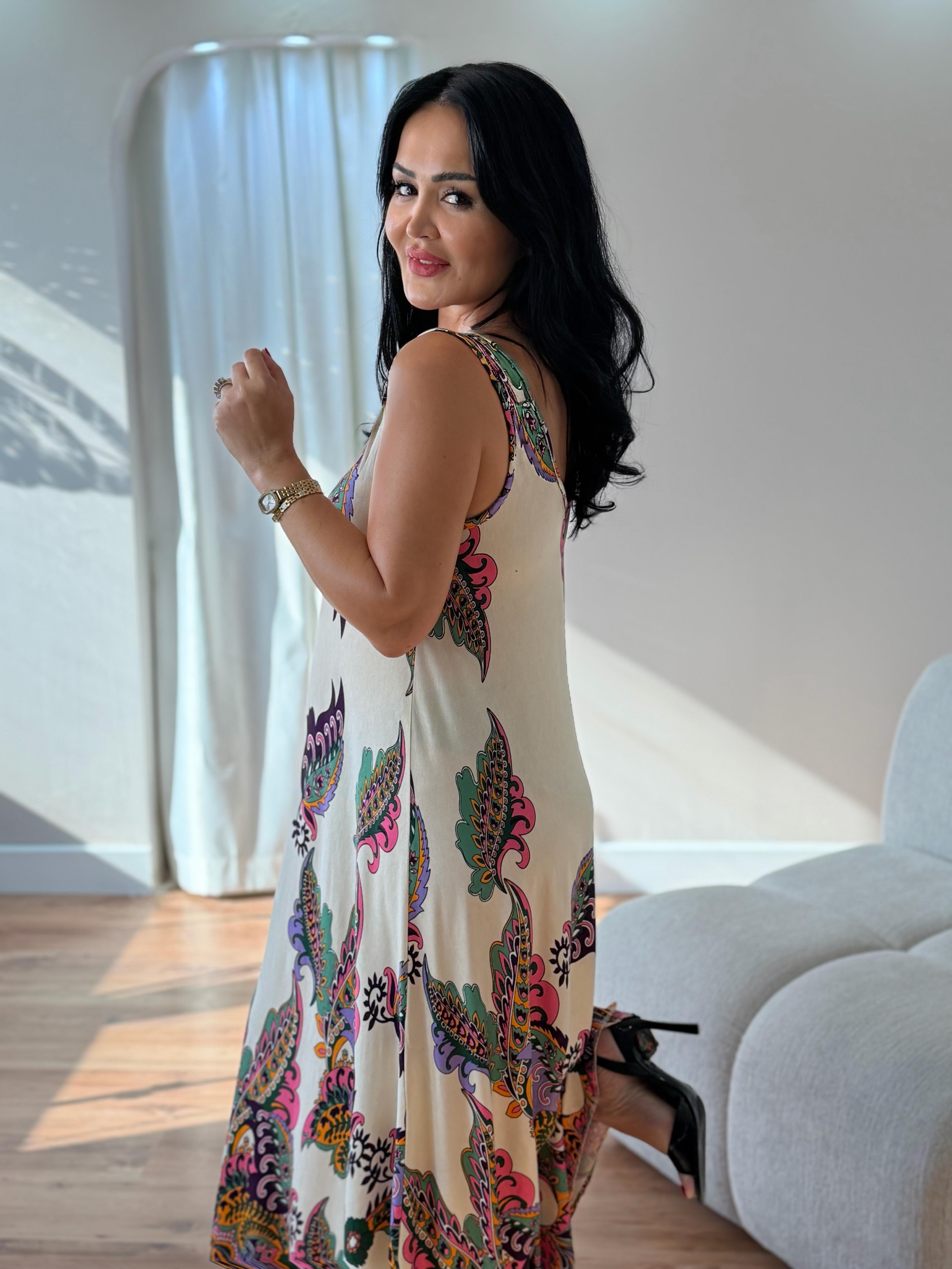5033 Diora Beyaz Halka Detaylı Elbise5033