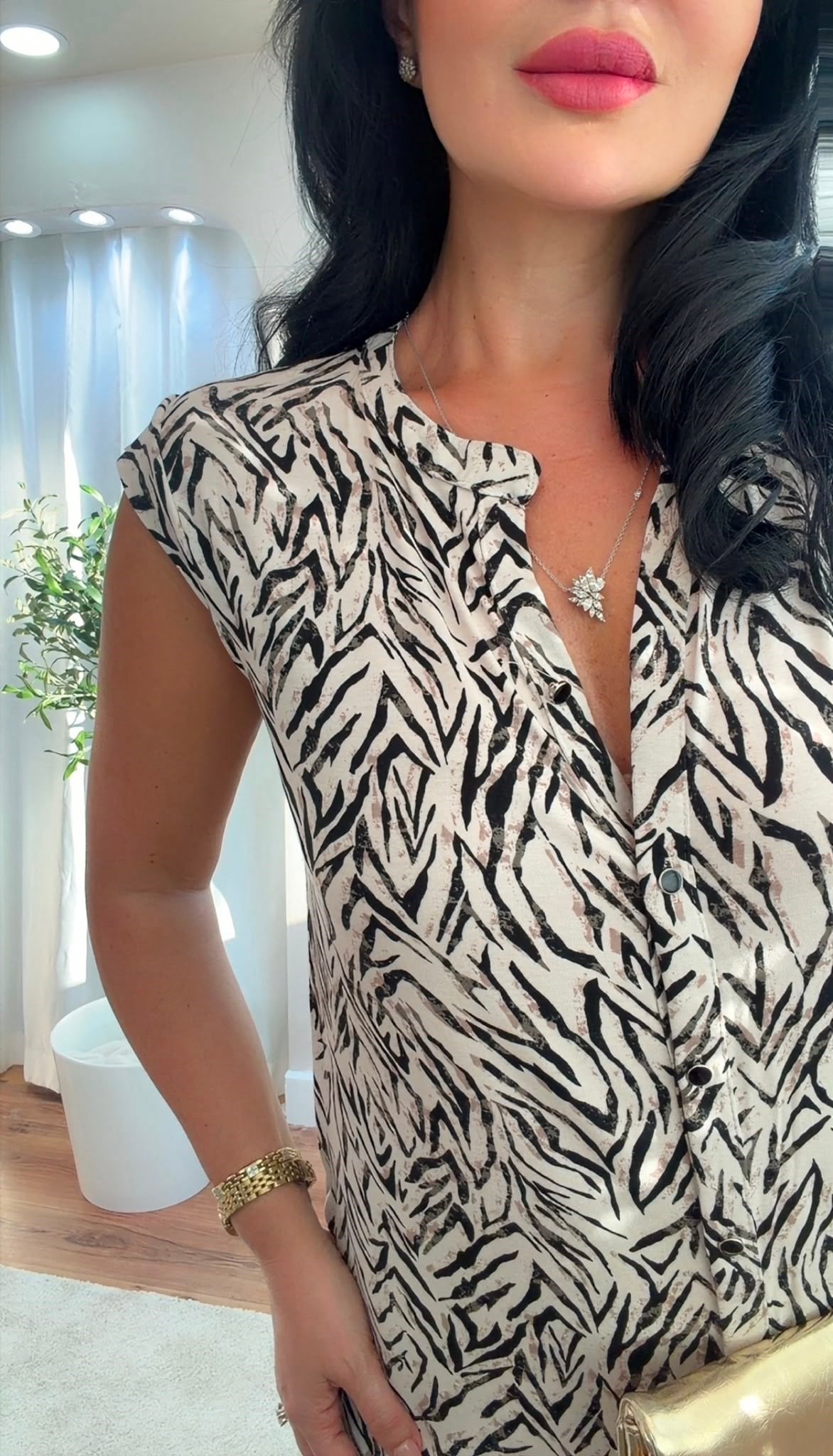 5038  Anoky Zebra Desenli Gömlek5038