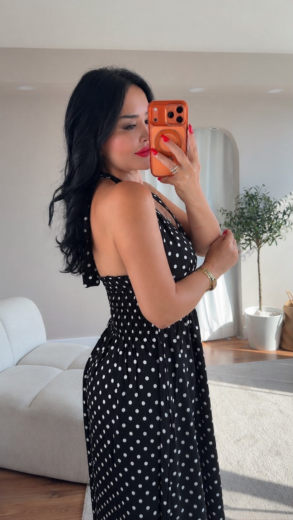 5044 Alina Siayh Puantiyeli  Elbise5044