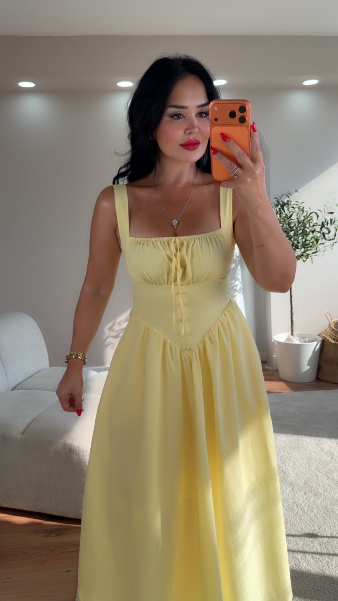 5048 Hanna Sarı Elbise5048