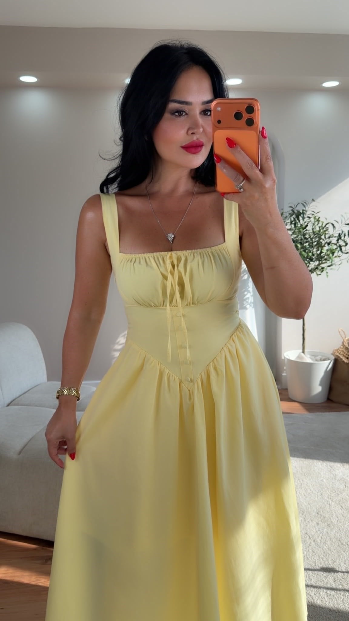 5048 Hanna Sarı Elbise5048