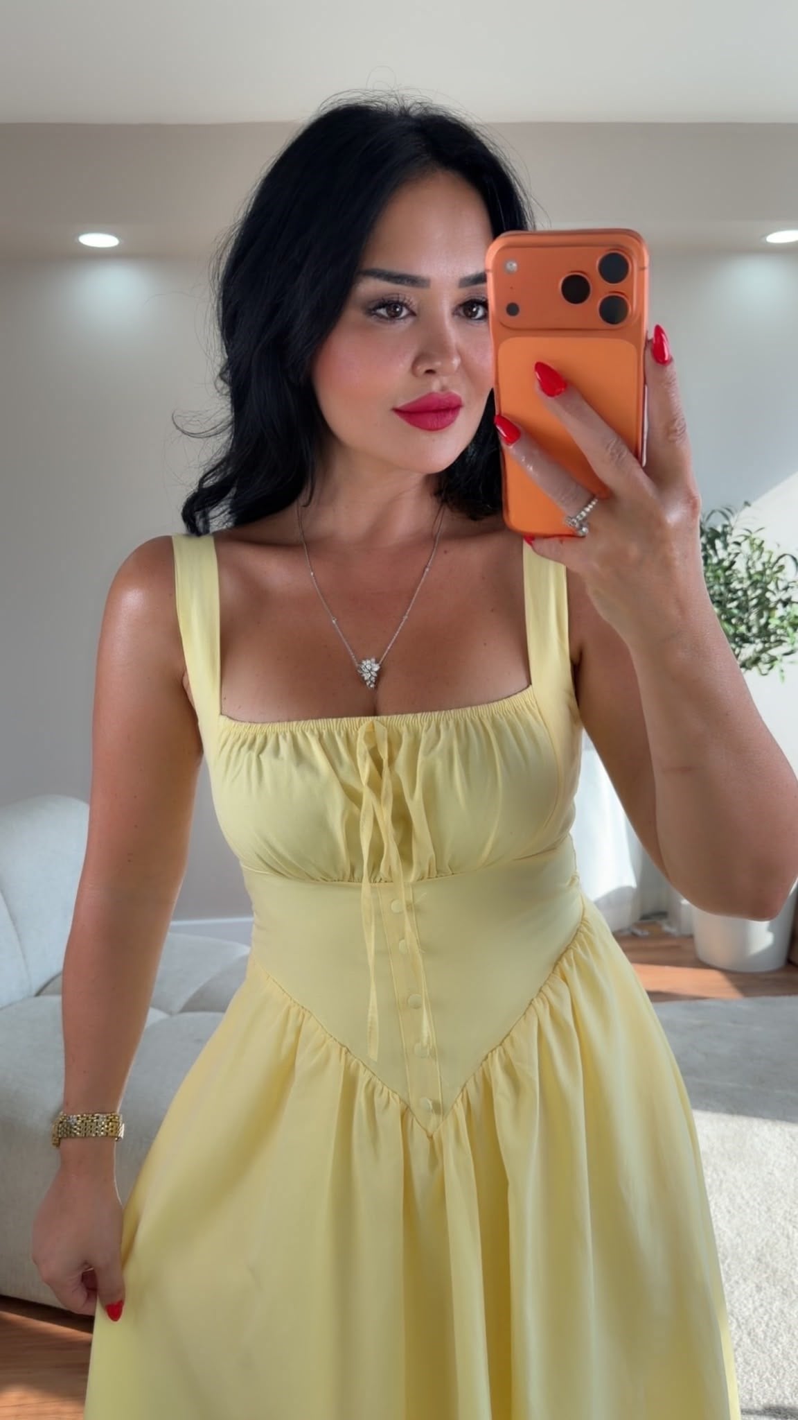 5048 Hanna Sarı Elbise5048