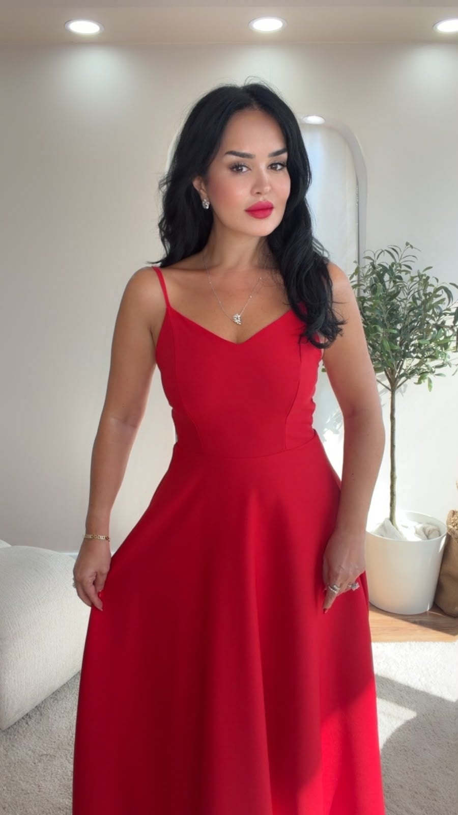 5066 Wanda  Kırmızı Elbise5066