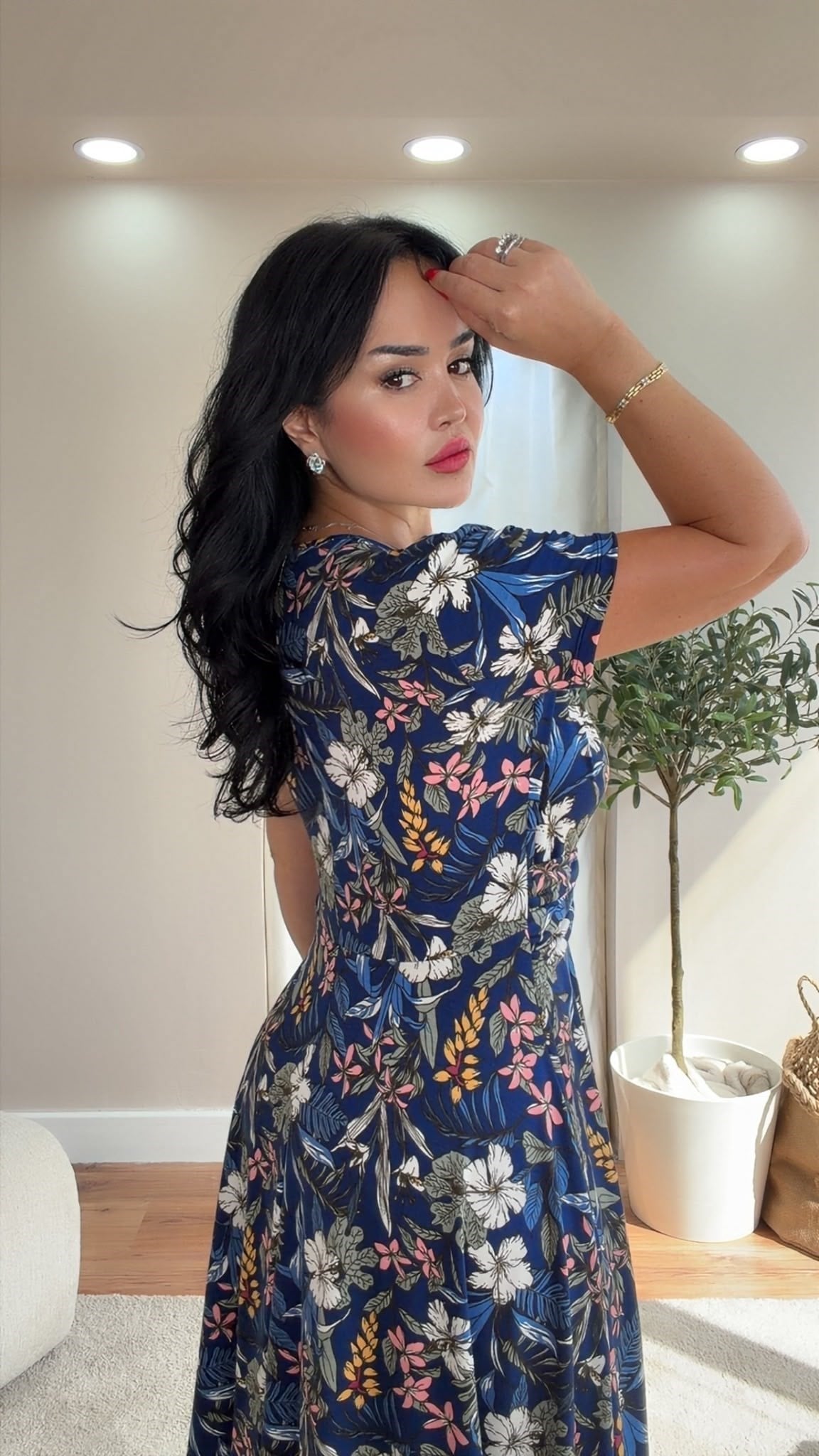 5067 Bonita Lacivert Desenli Elbise5067