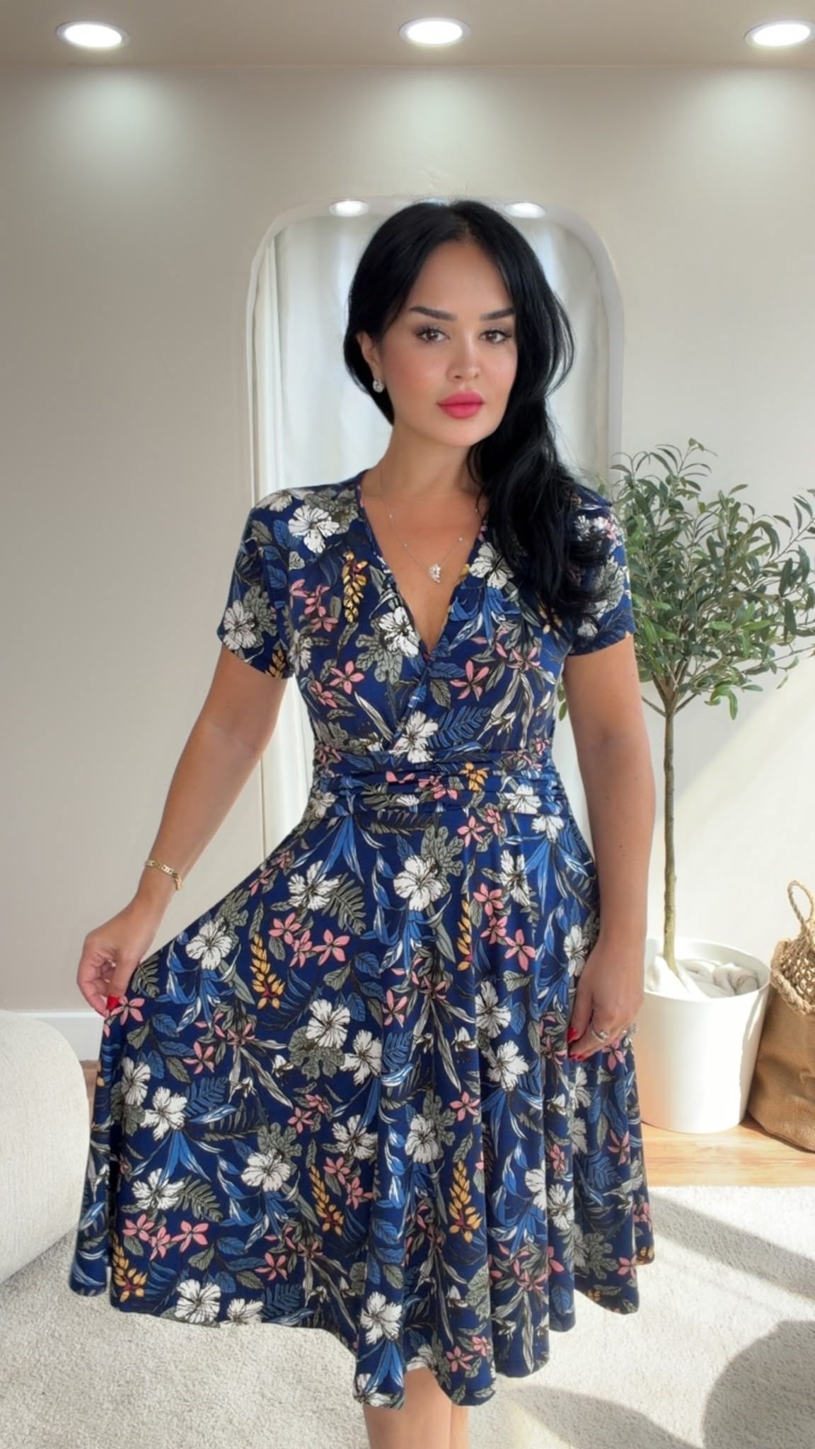 5067 Bonita Lacivert Desenli Elbise5067