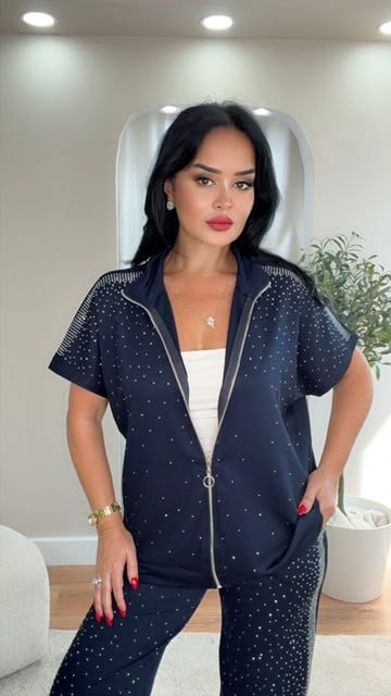 5069 Rena Taşlı Lacivert Eşofman Takımı5069