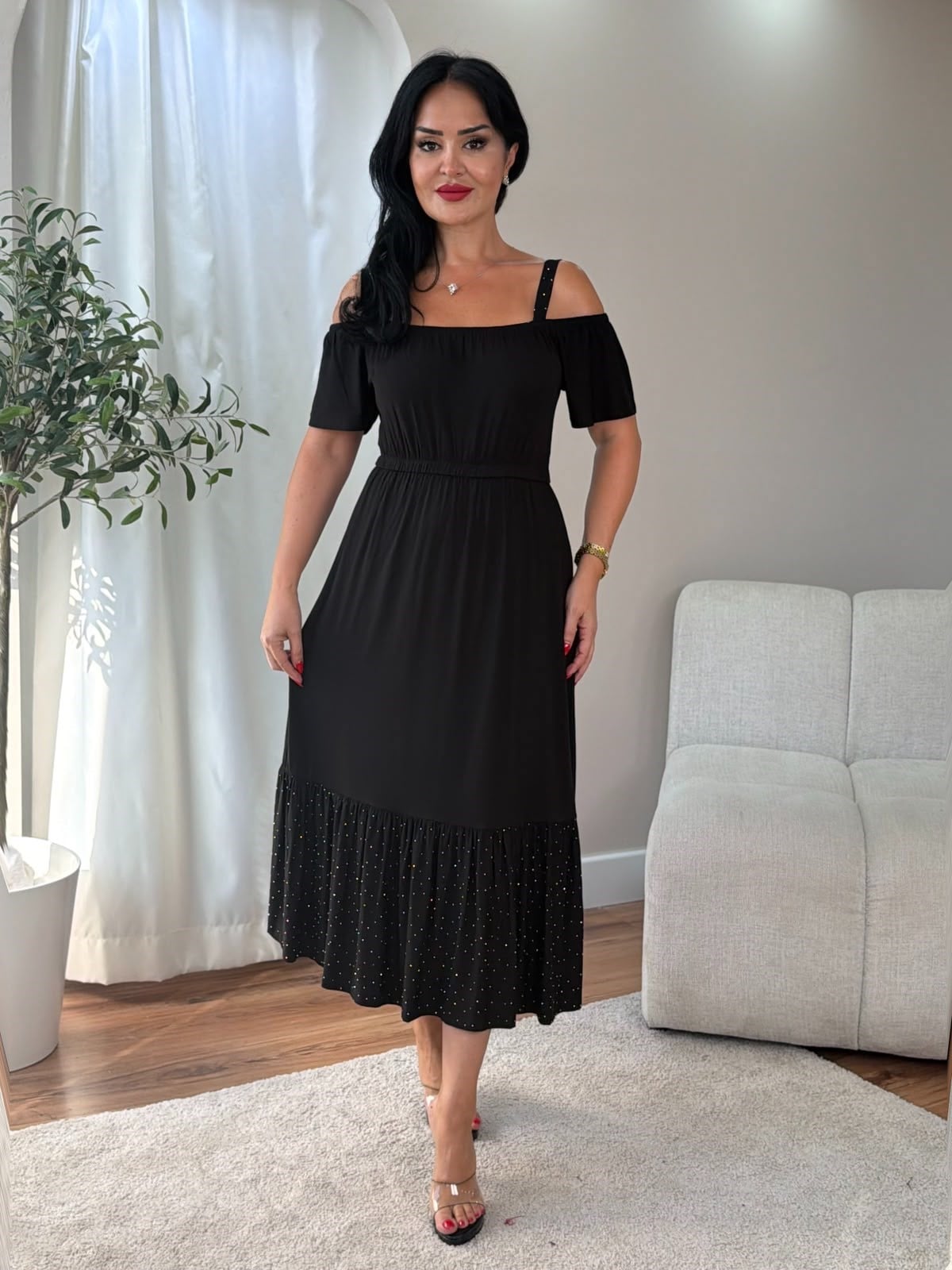 5071 Ruth omuz dekolteli elbise5071