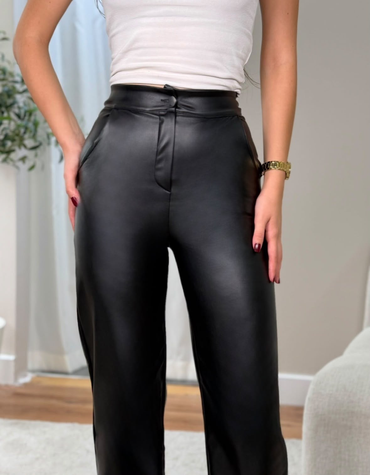 6012 Elvira deri siyah pantolon6012