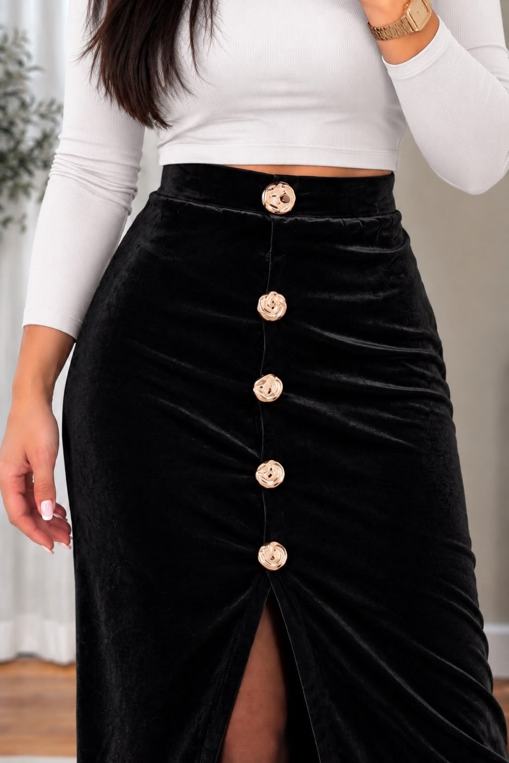 6025 Lael siyah kadife etek6025