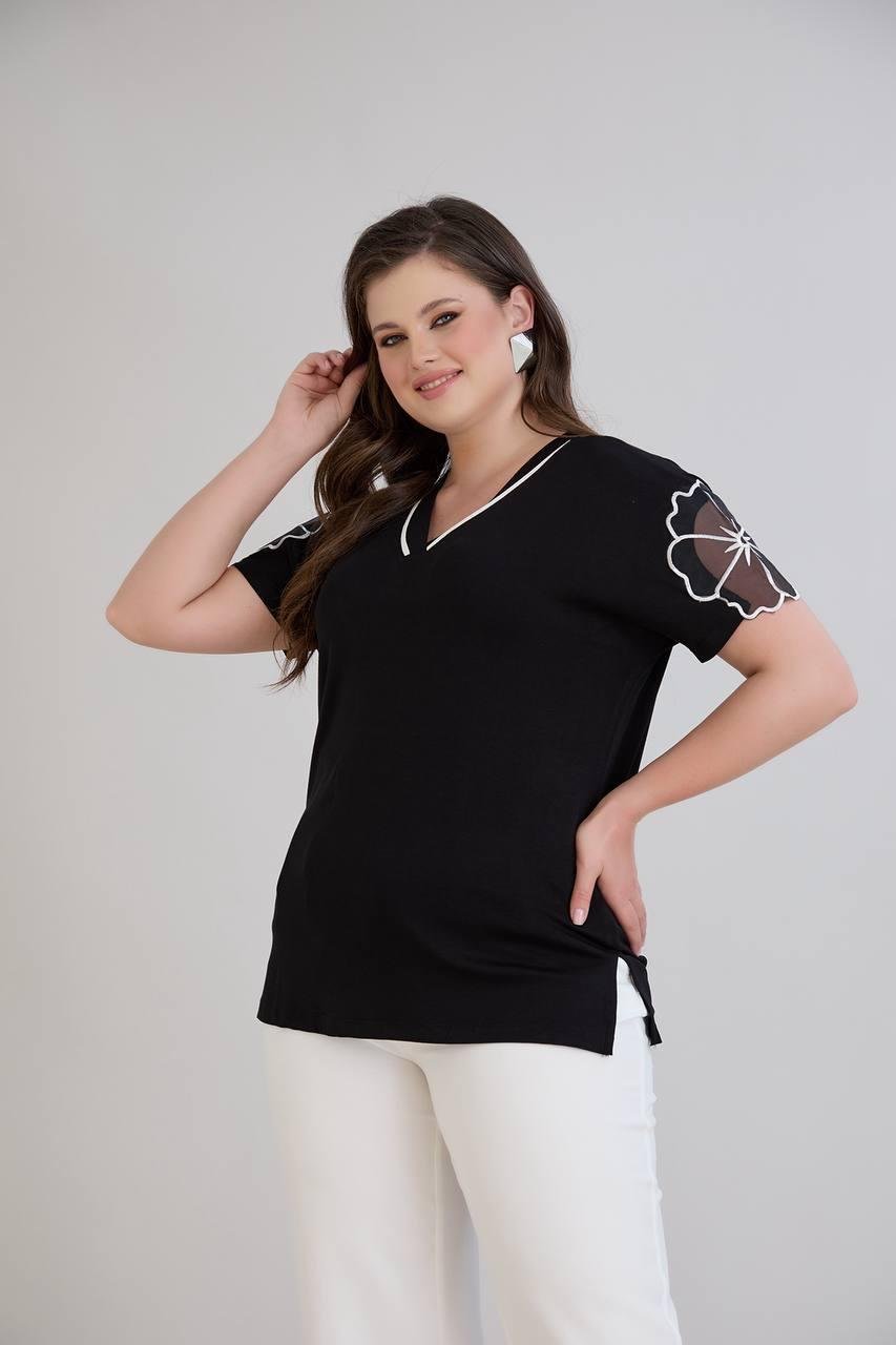 Flower kol detaylı bluzCRV