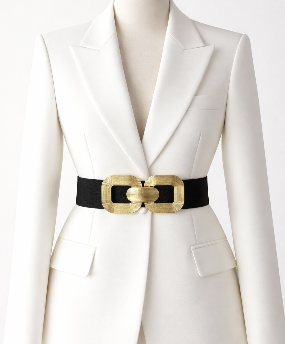 Kmr2009   Çizgi Detalı Kare  Lastikli KemerKMR2009