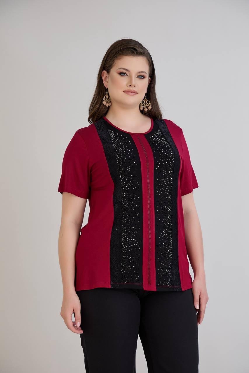 Starla Bordo Taşlı BluzCRV