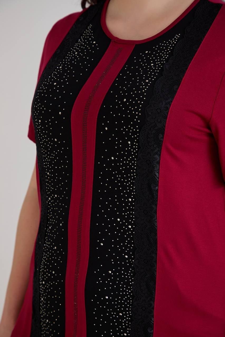 Starla Bordo Taşlı BluzCRV