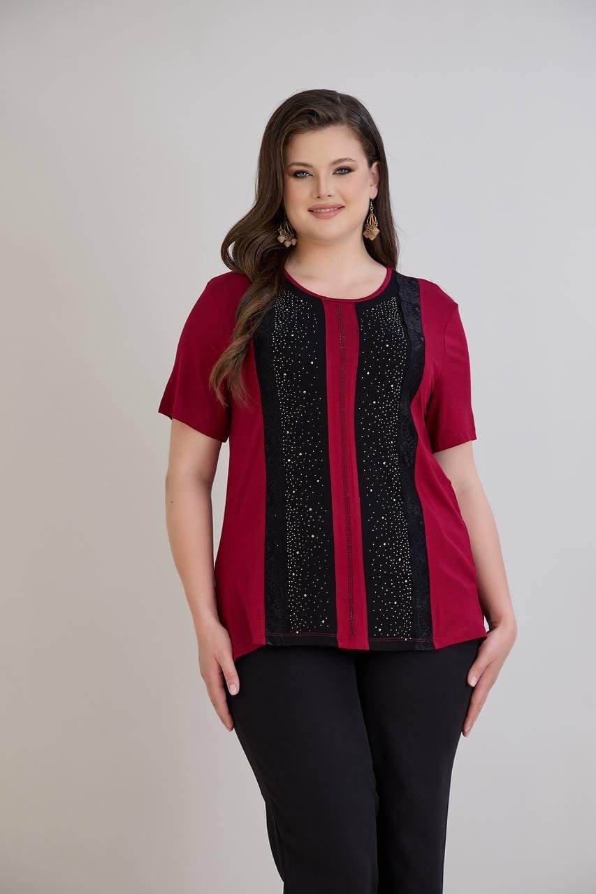 Starla Bordo Taşlı BluzCRV