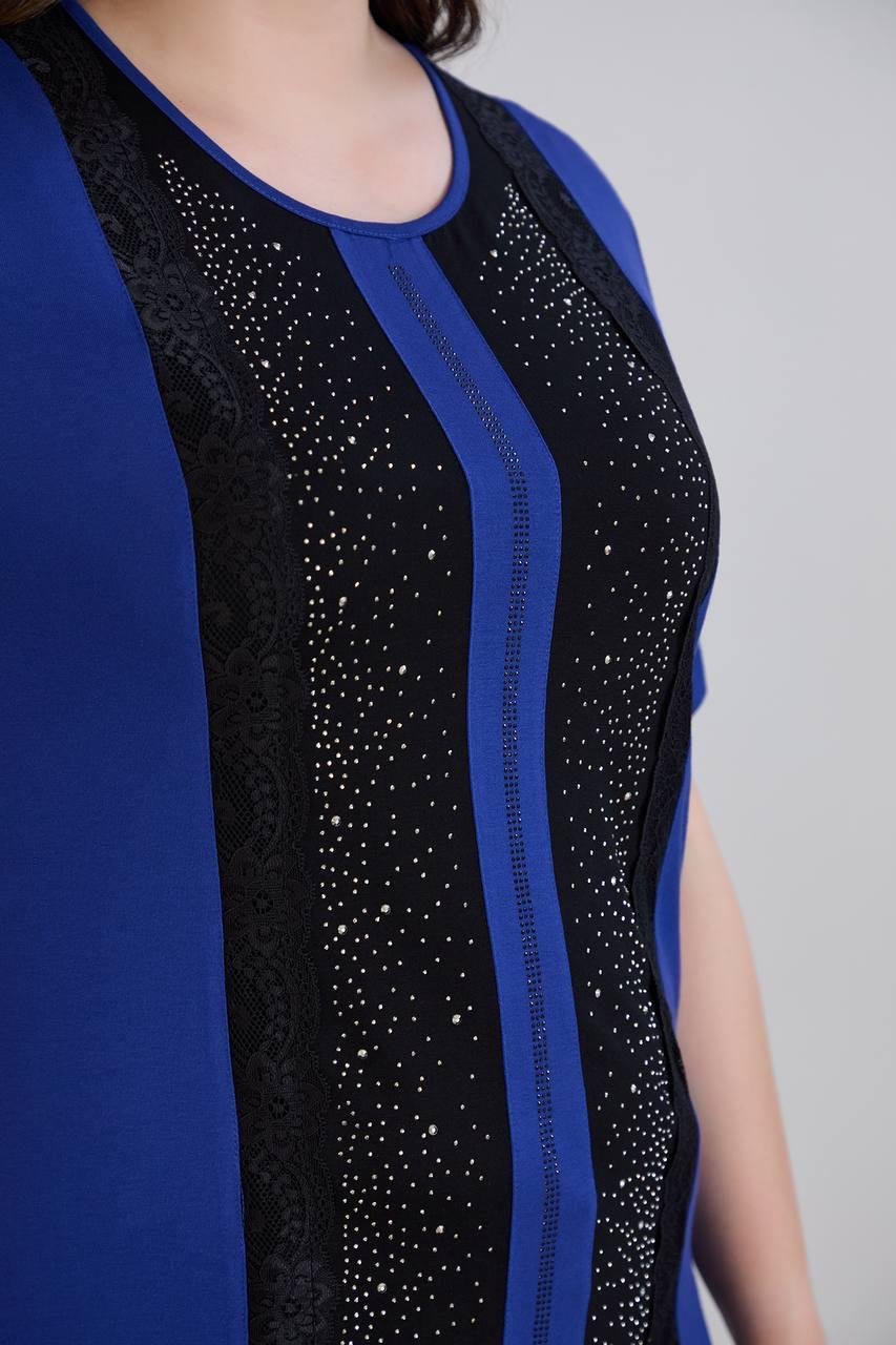 Starla Saks Mavisi Taşlı BluzCRV