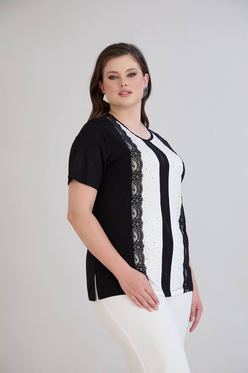 Starla Siyah Taşlı BluzCRV