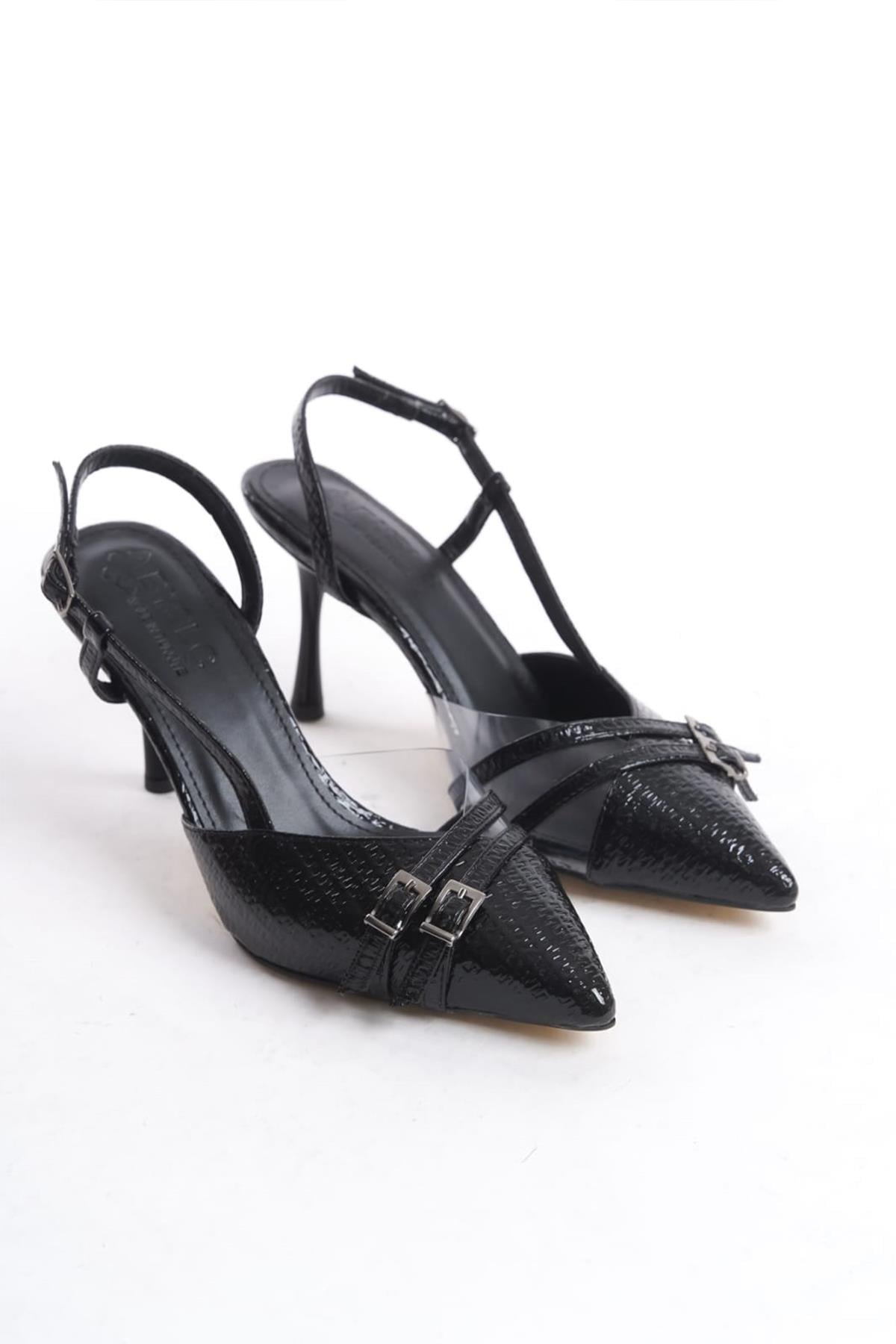 Kadın Arina 9 Cm İnce Topuklu Sivri Burunlu Yanları Acık Stiletto