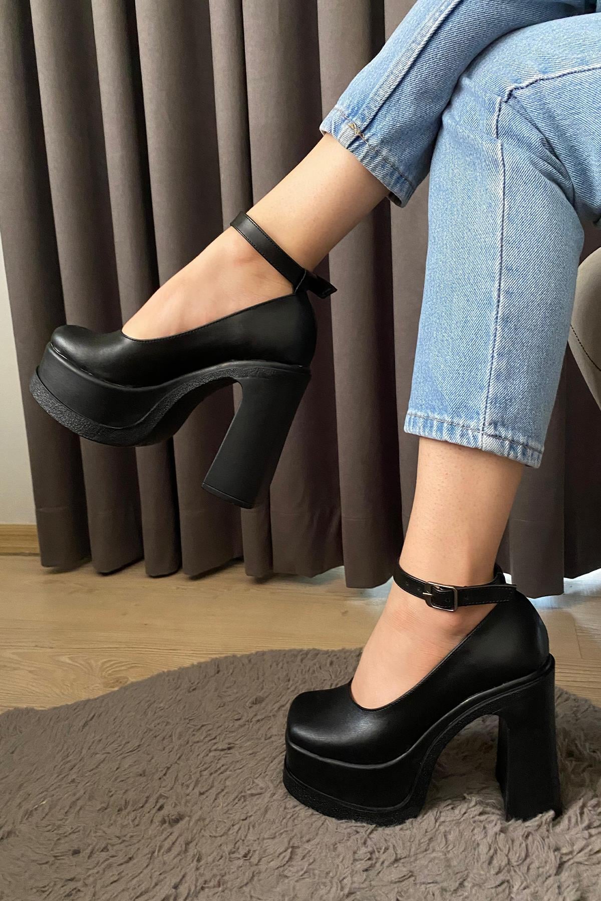 Kadın Elanor Bilekten Bağlamal (12 cm ) Platform Topuklu Ayakkabı