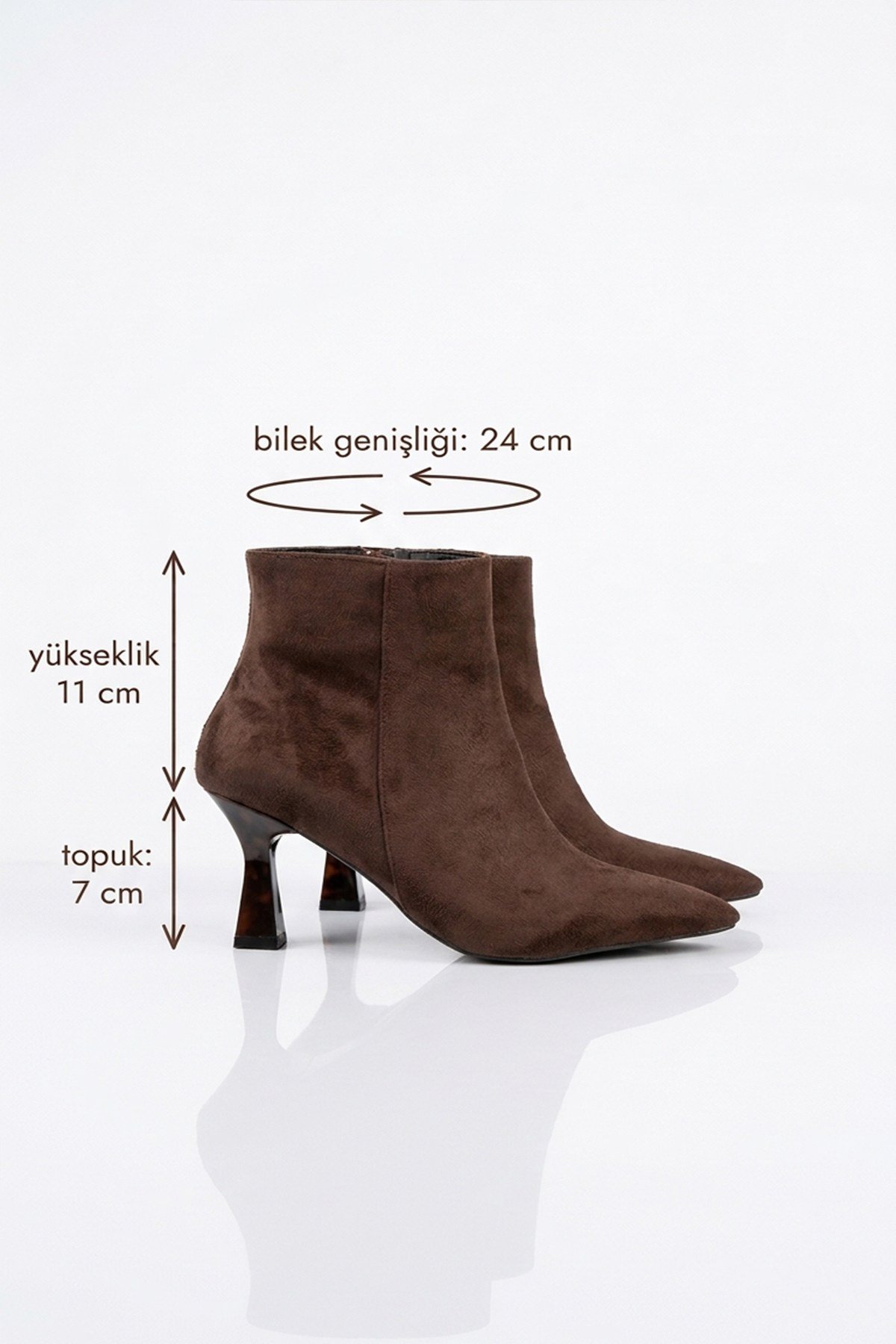 Kadın Koss 7 cm Topuklu Sivri Burun Fermuarlı Bot