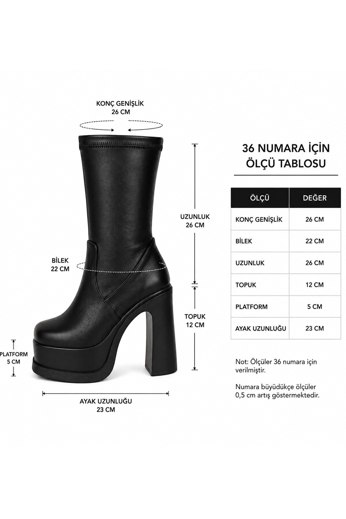 Kadın Lestina Strec 12 cm Platform Topuklu Kadın Bot K-2060