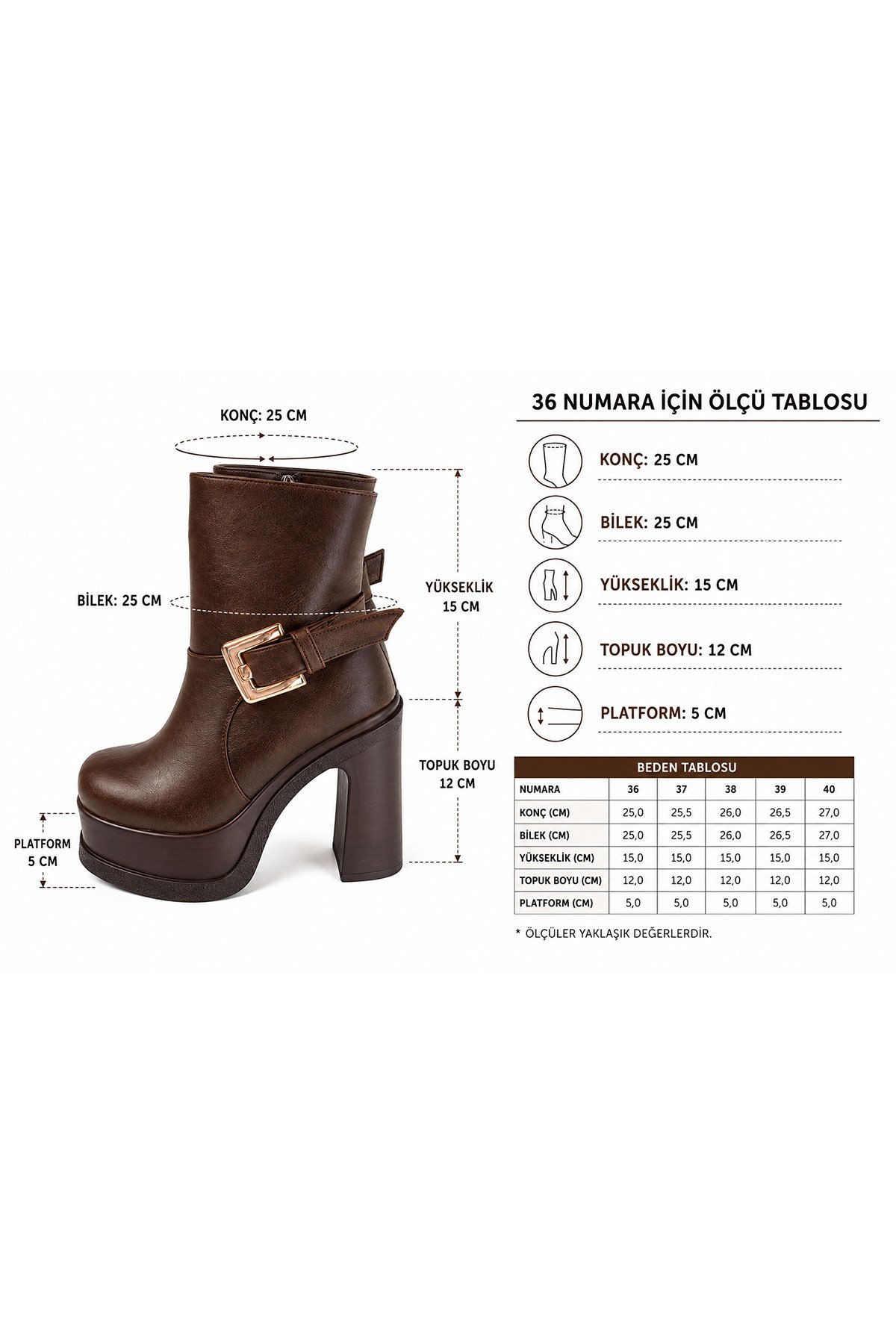 Kadın Lorenza 12 cm Platform Topuklu Kadın Bot K-2030