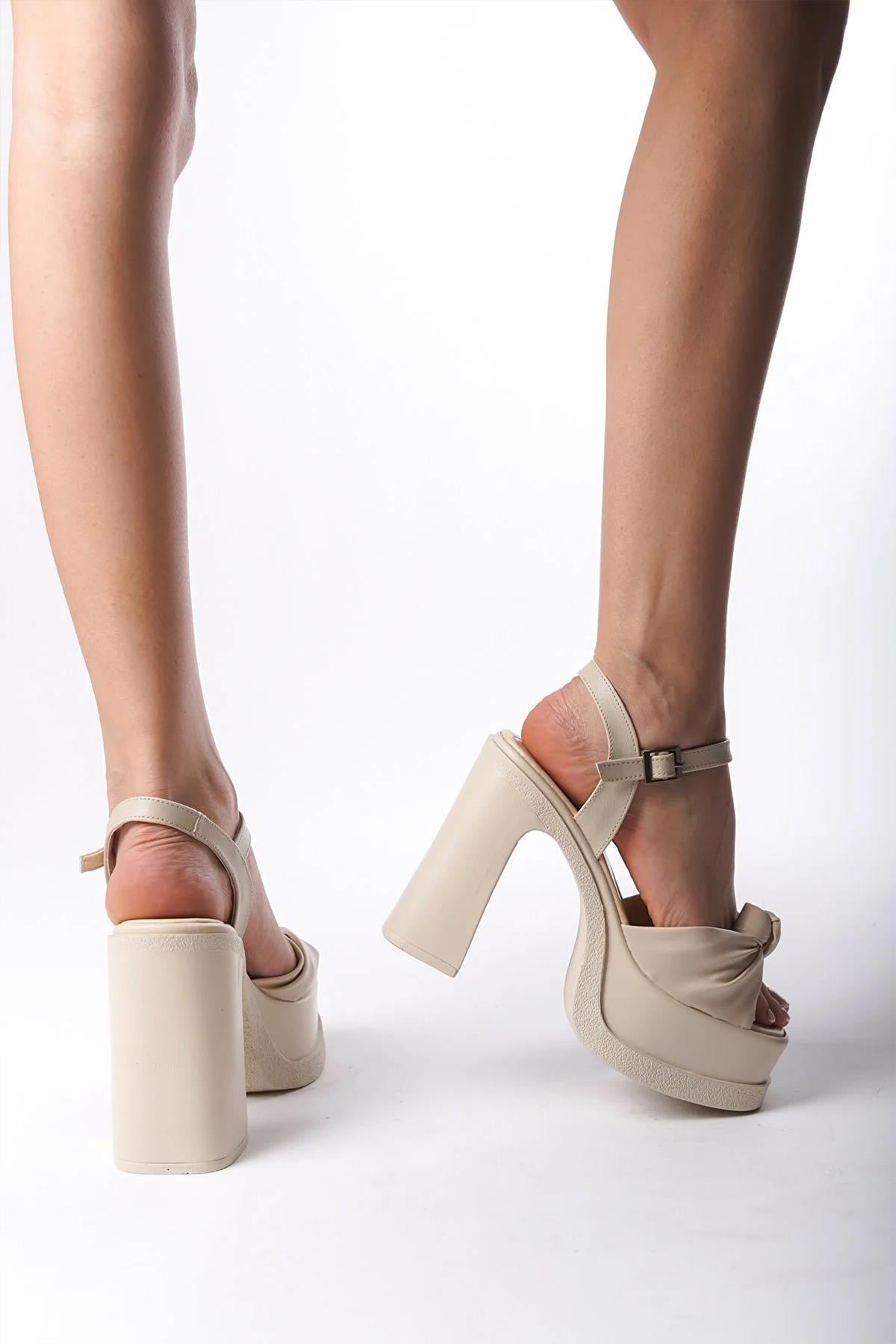 Kadın Sersi Fiyank Bantlı (12 cm ) Platform Topuklu Ayakkabı