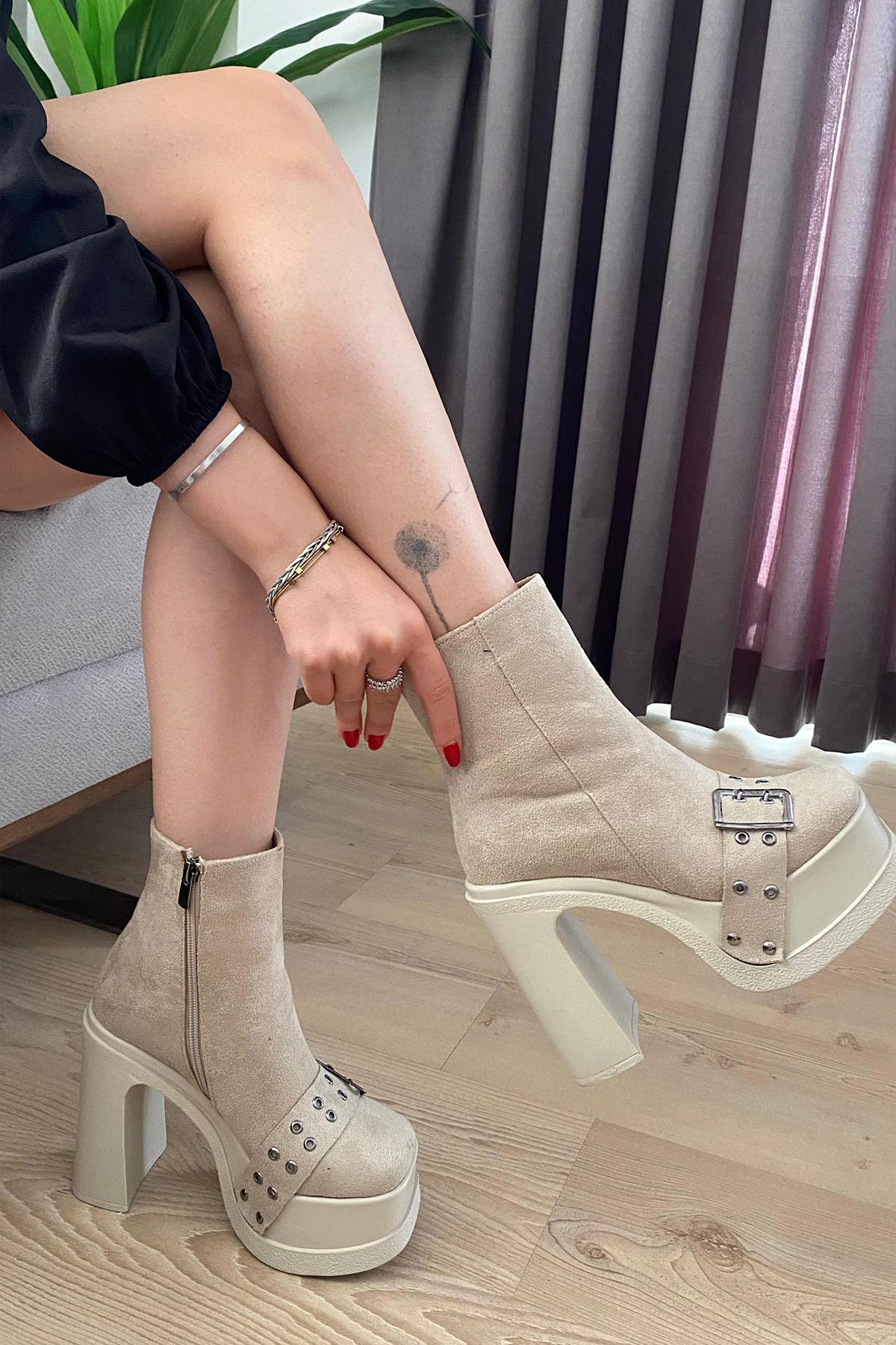 Kadın Sidney 12 cm Platform Topuklu Fermuarlı Bot