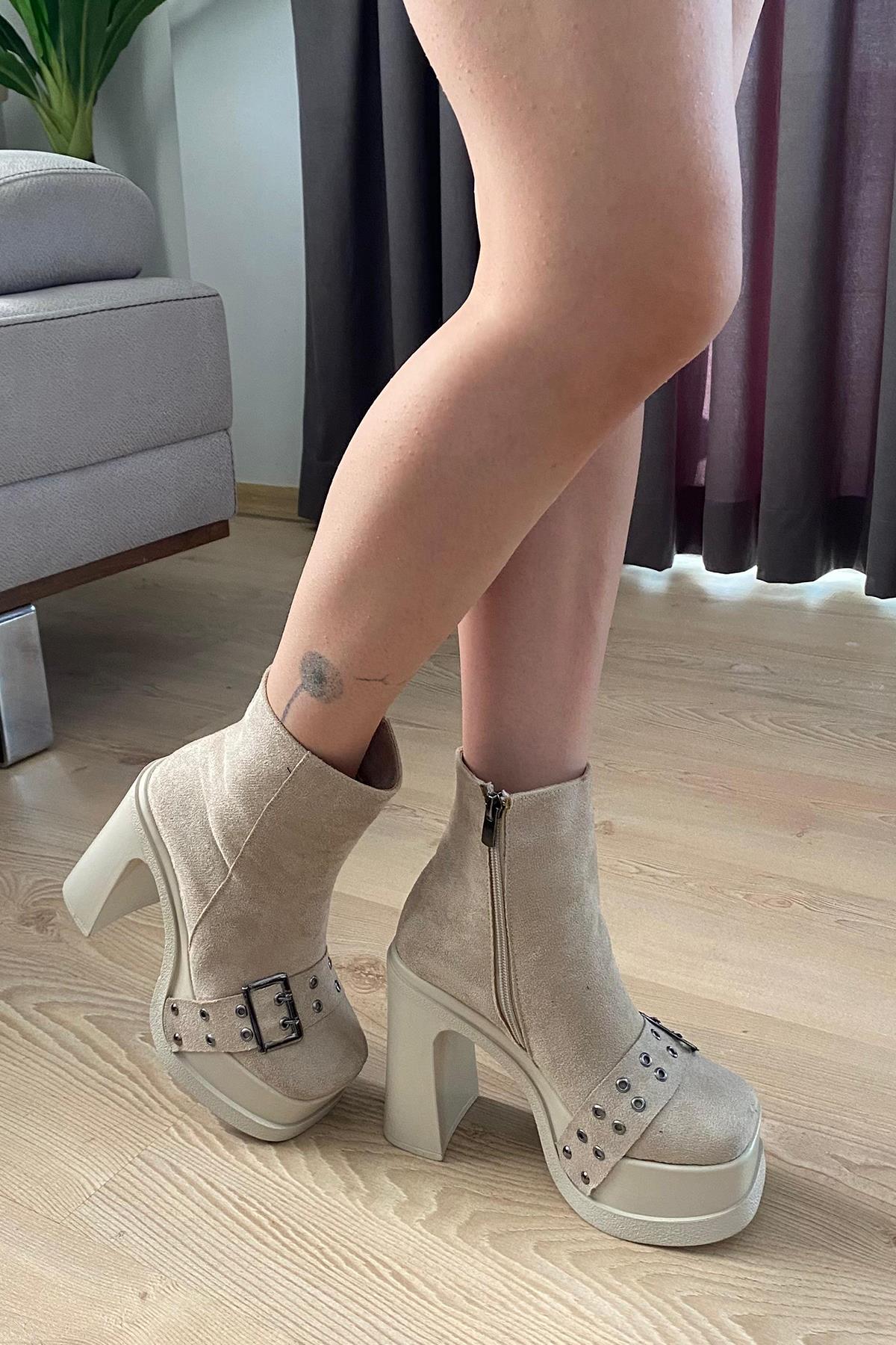 Kadın Sidney 12 cm Platform Topuklu Fermuarlı Bot