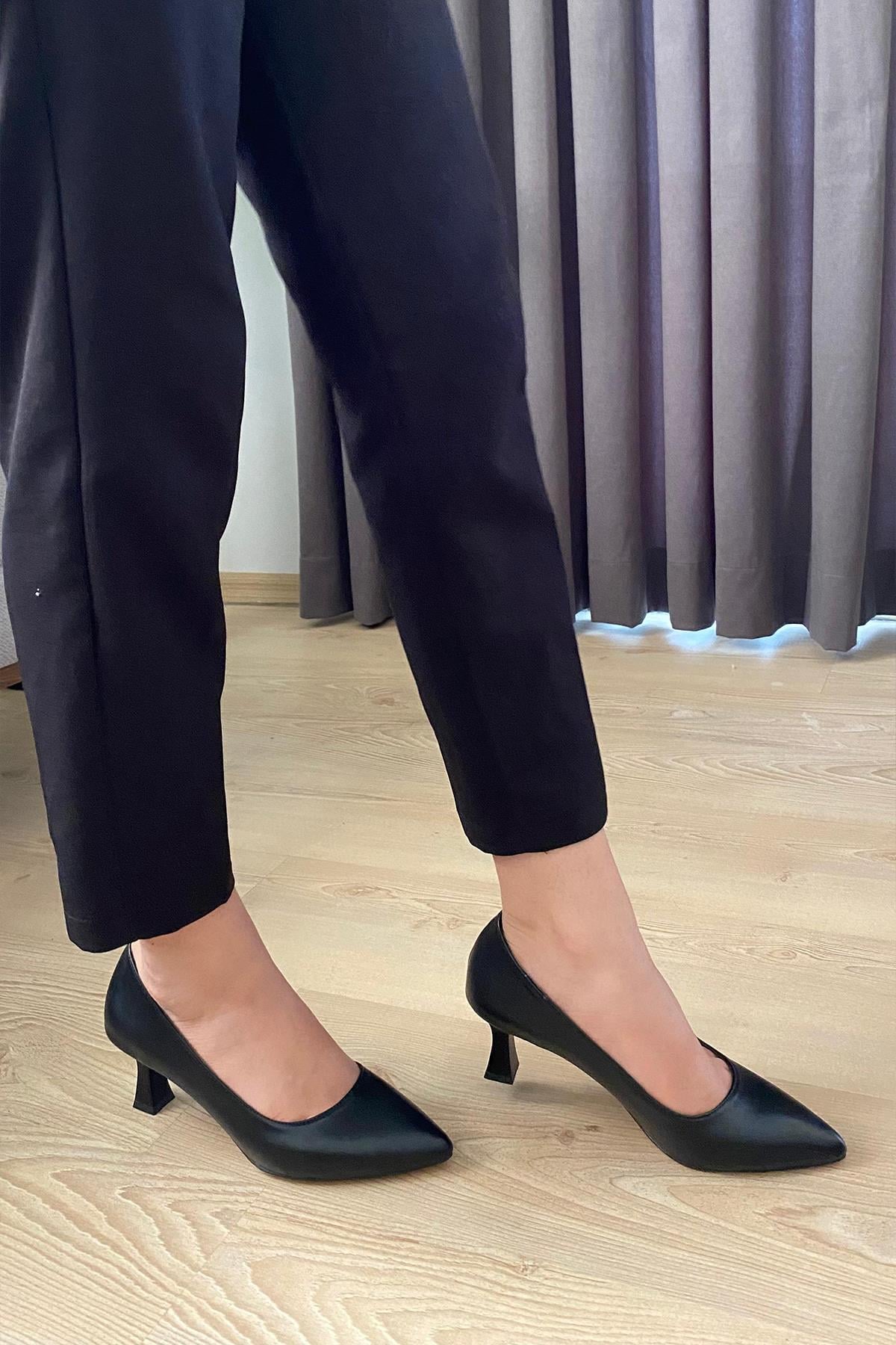 Kadın Sity Siyah cilt 6 cm İnce Topuklu Stiletto