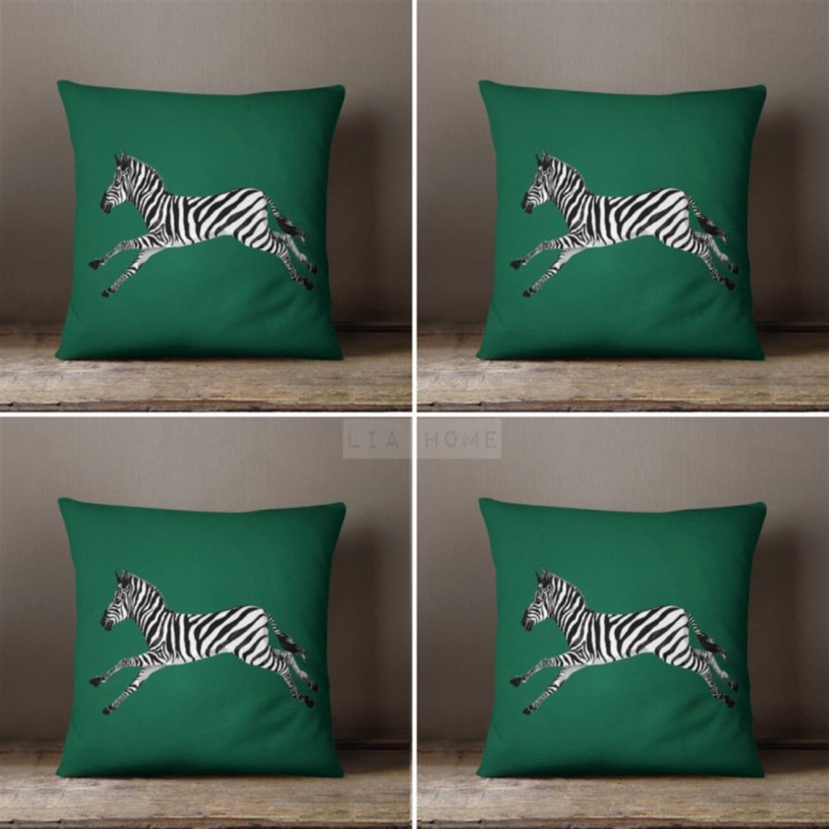 Çift Taraflı Zebra Desenli Dekoratif 4'lü Kombin Kırlent Kılıfı Seti