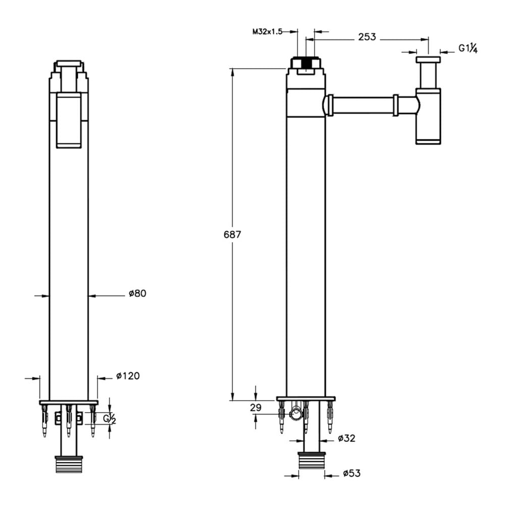 ArtemaPlural Uzun Yerden Krom Sifon Seti