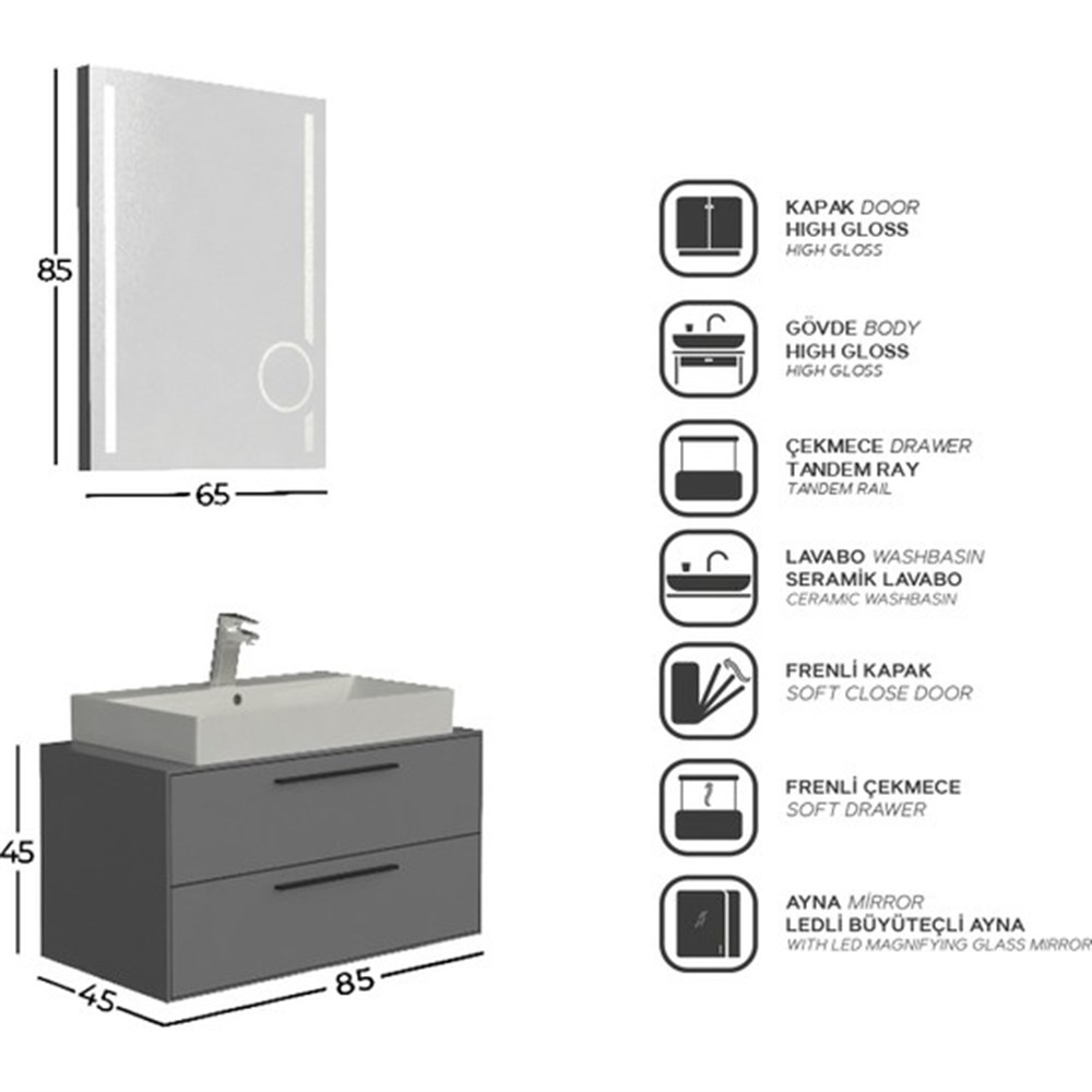 Belinza Urban 85 cm Banyo Dolabı