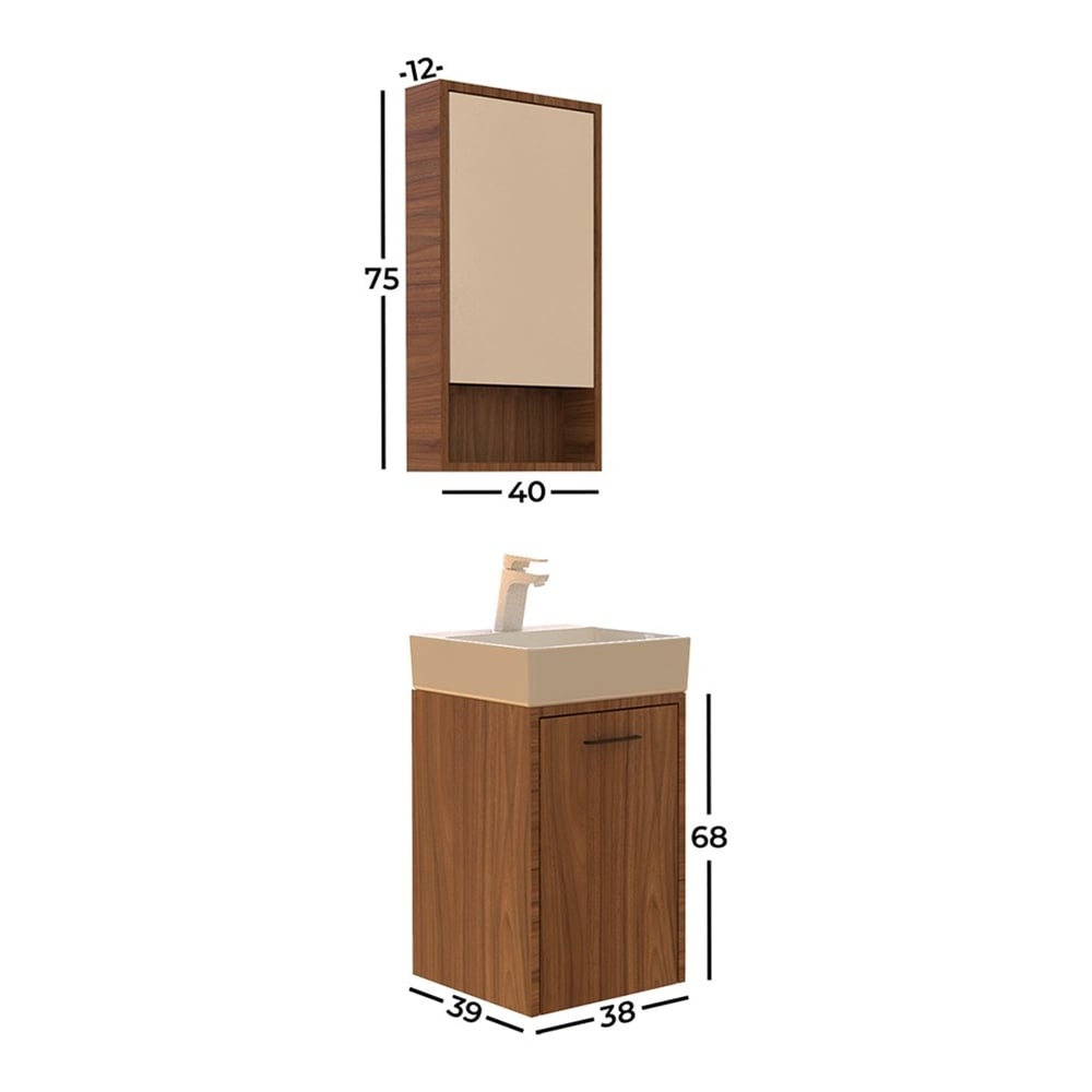 BelinzaCity 38 cm Dar Tip Banyo Dolabı