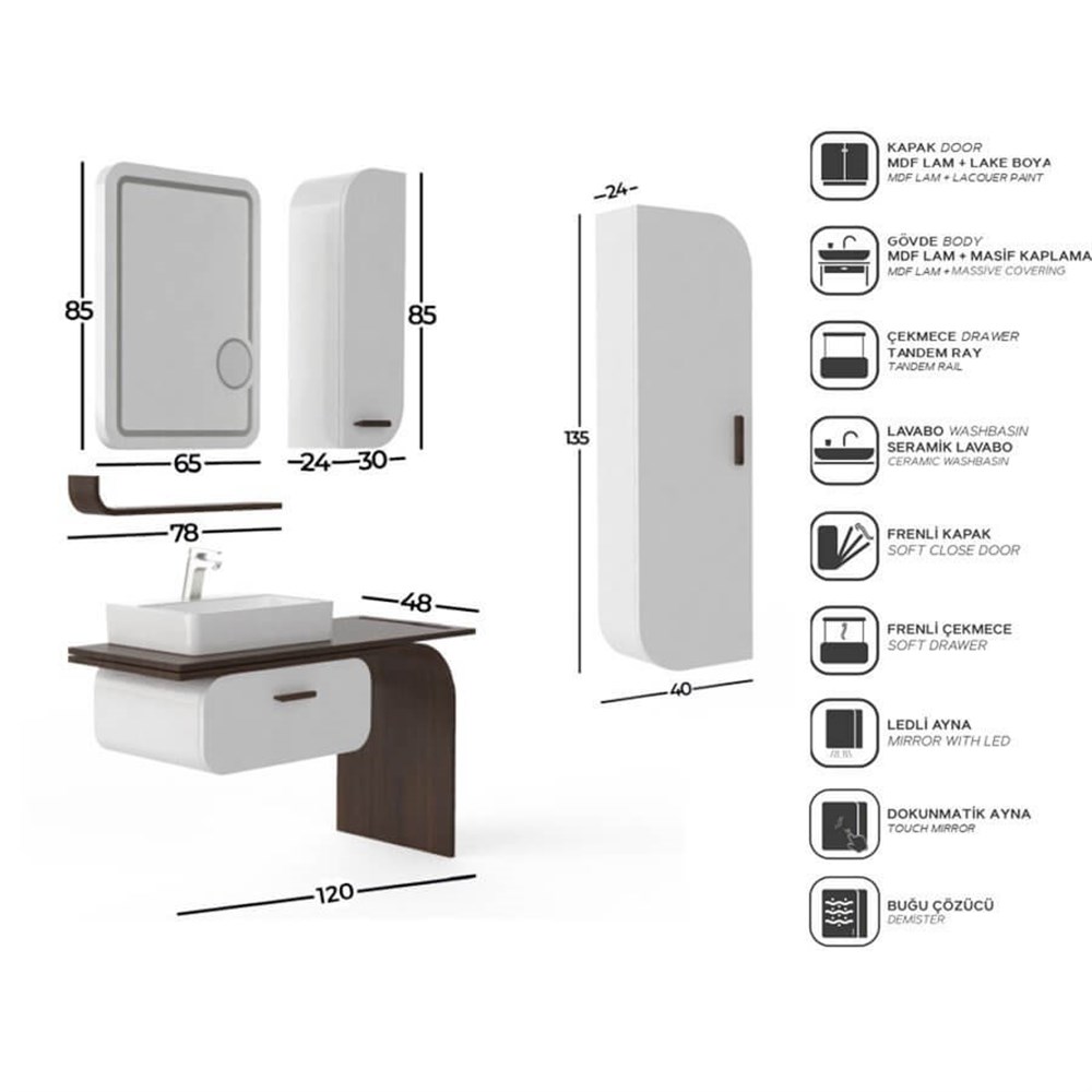 BelinzaIrony 120 Cm Banyo Dolabı