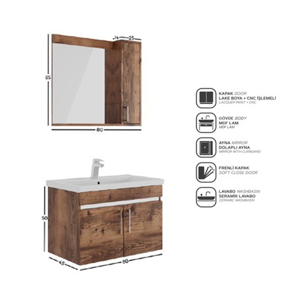 BelinzaLidya 65 cm Banyo Dolabı