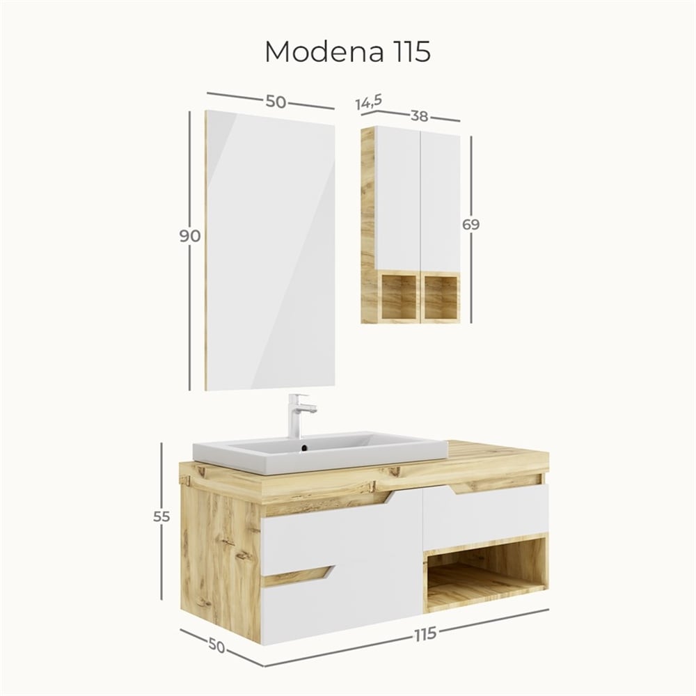 BelinzaModena 115 cm Banyo Dolabı