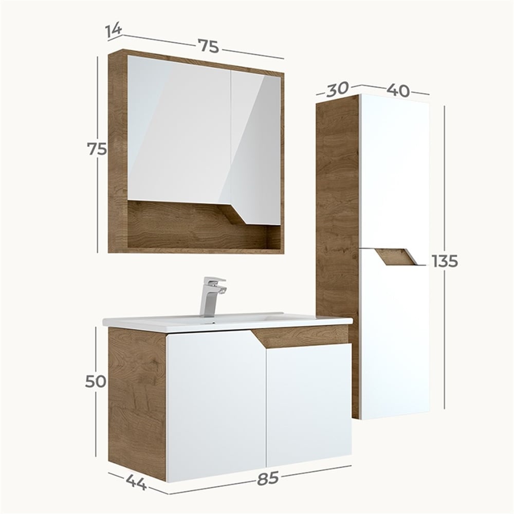 BelinzaSilva 85 cm Banyo Dolabı