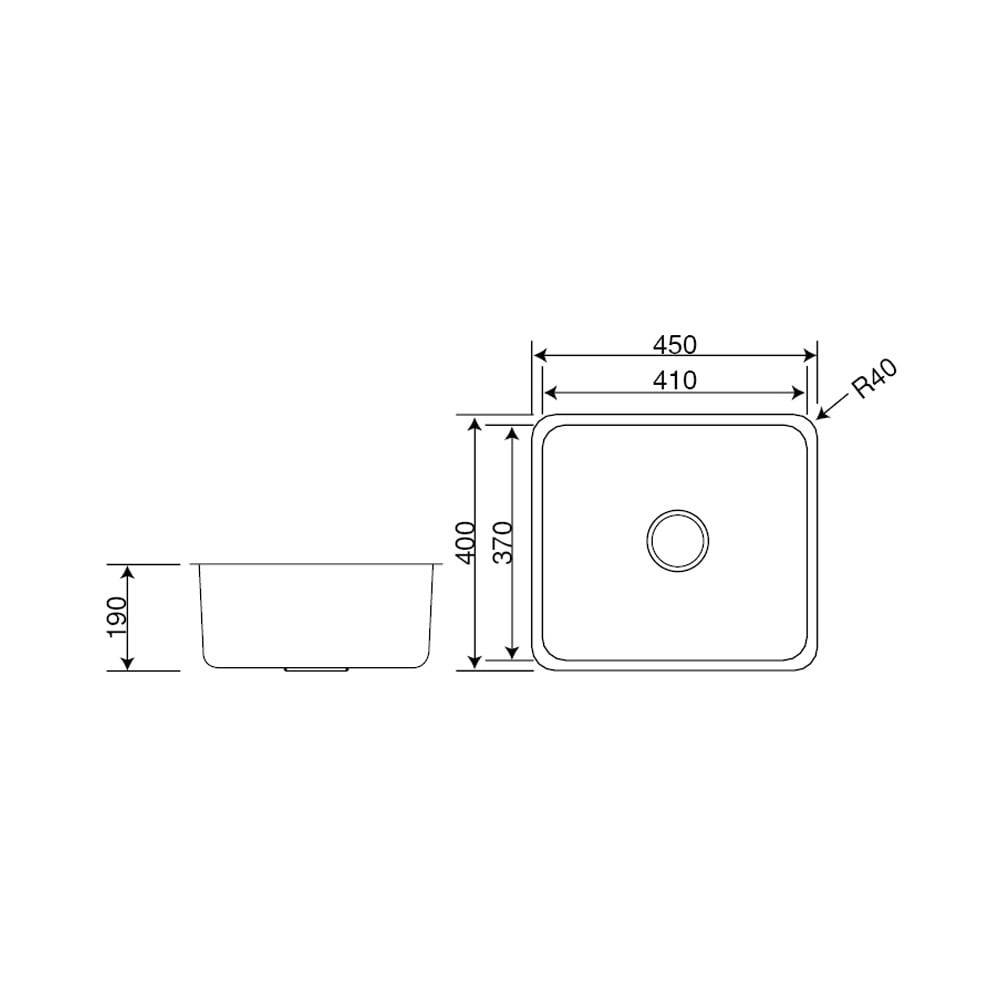 CraufCrauf Lavello 450x400mm Mat Inox Evye