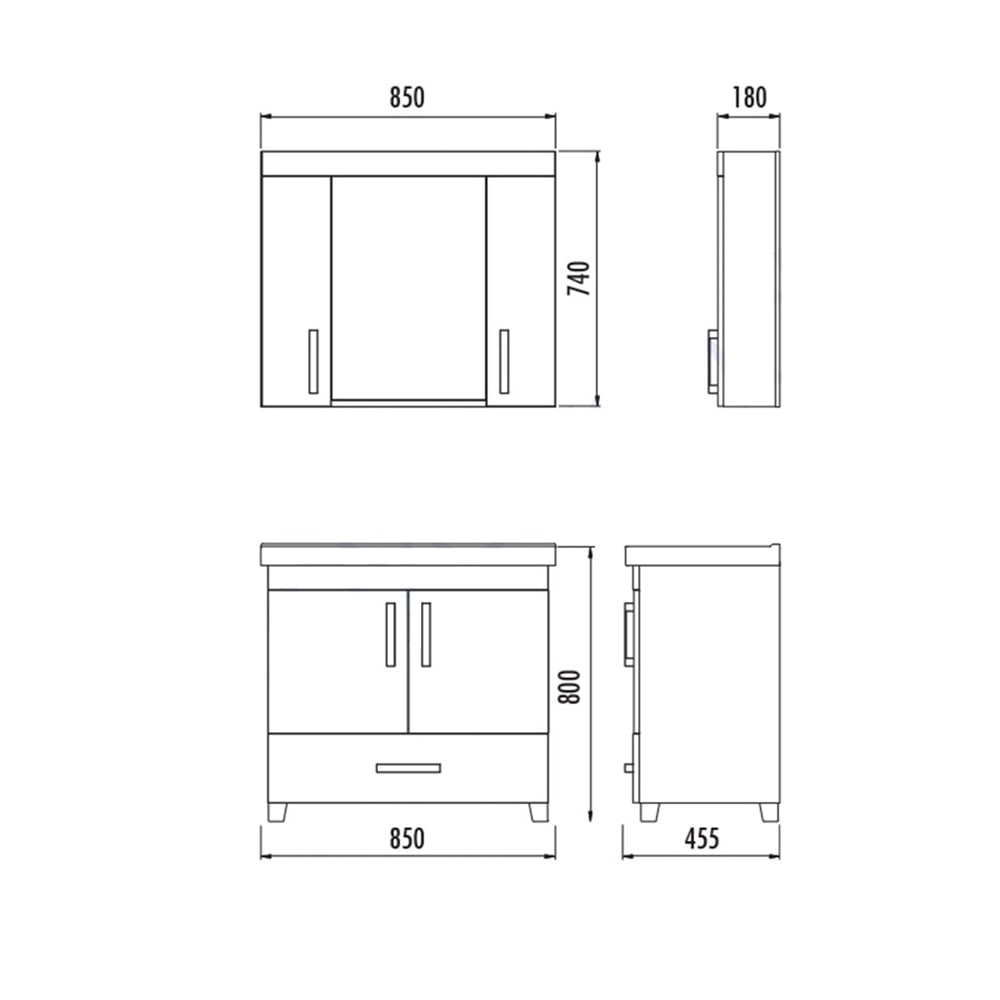 CreavitStar 85 cm Banyo Dolabı